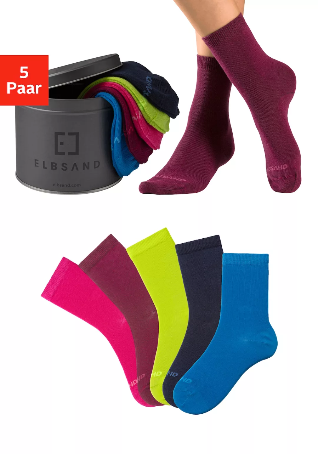 Elbsand Socken, (Dose, 5 Paar), verpackt in praktischer Metalldose günstig online kaufen