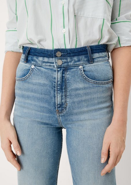 s.Oliver 5-Pocket-Jeans Regular: Wide leg-Jeans mit Bügelfalte Waschung günstig online kaufen