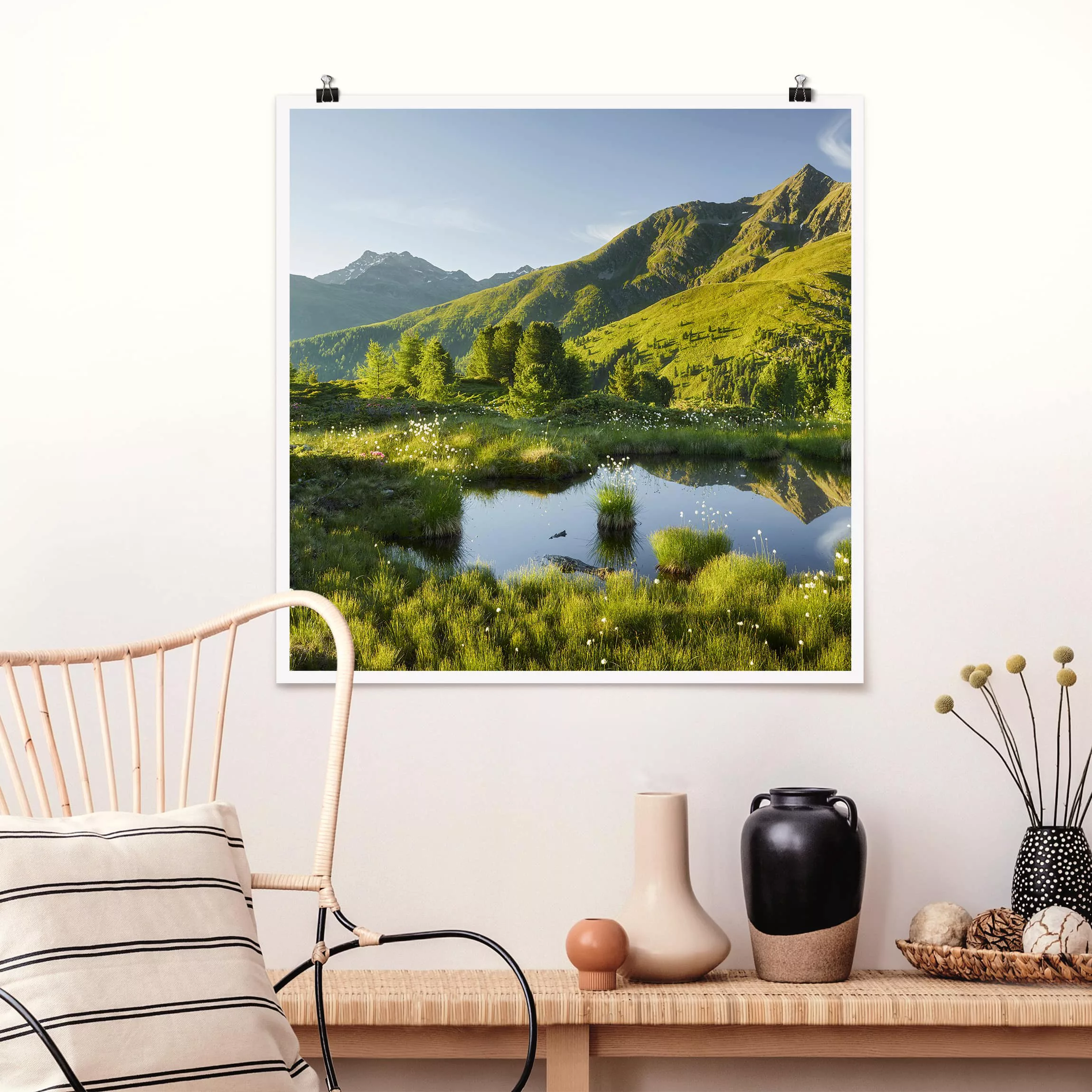 Poster Natur & Landschaft - Quadrat Blick vom Hirschbichl ins Defereggental günstig online kaufen