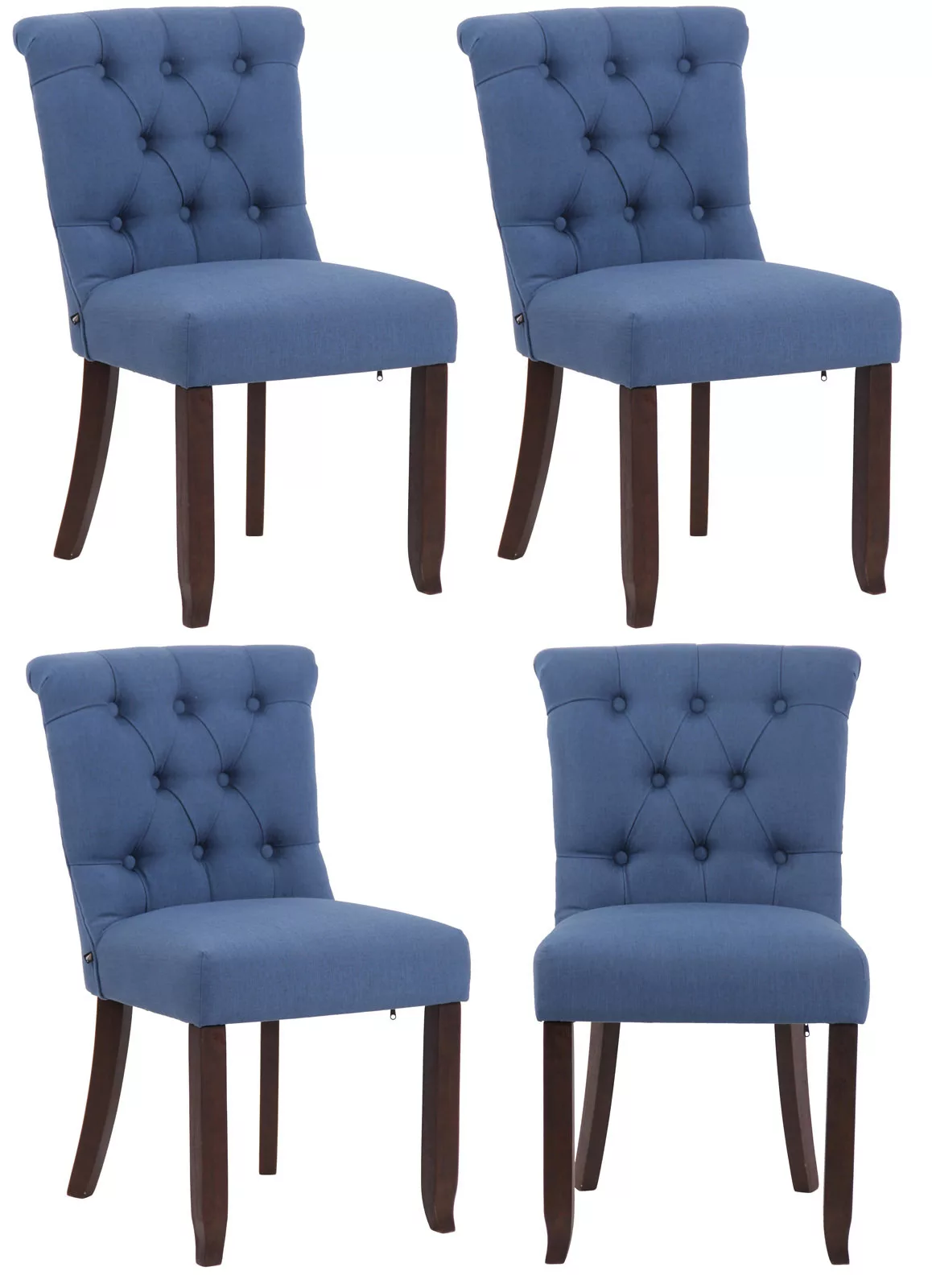 4er Set Stuhl Alberton Stoff-blau-Antik günstig online kaufen