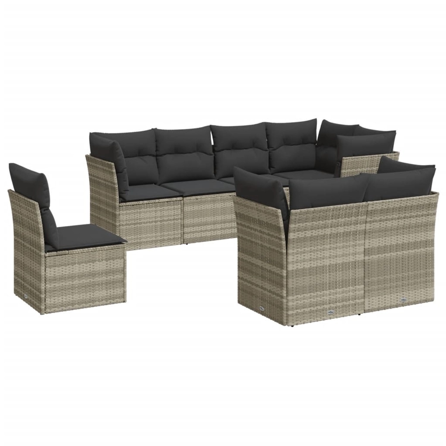 vidaXL 8-Tlg Garten-Sofagarnitur mit Kissen Hellgrau Poly Rattan 3249771 günstig online kaufen