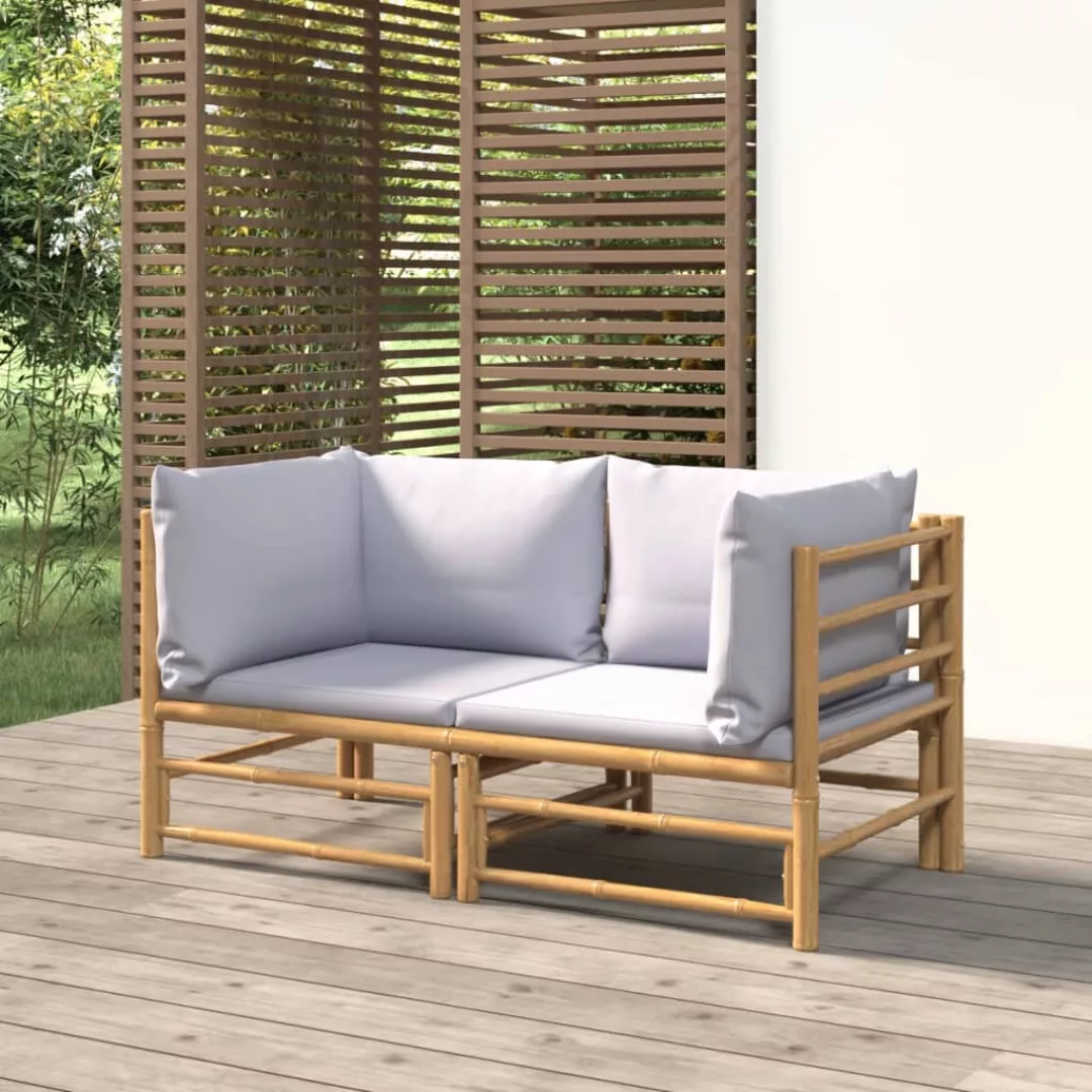 Vidaxl Garten-ecksofas Mit Hellgrauen Kissen 2 Stk. Bambus günstig online kaufen