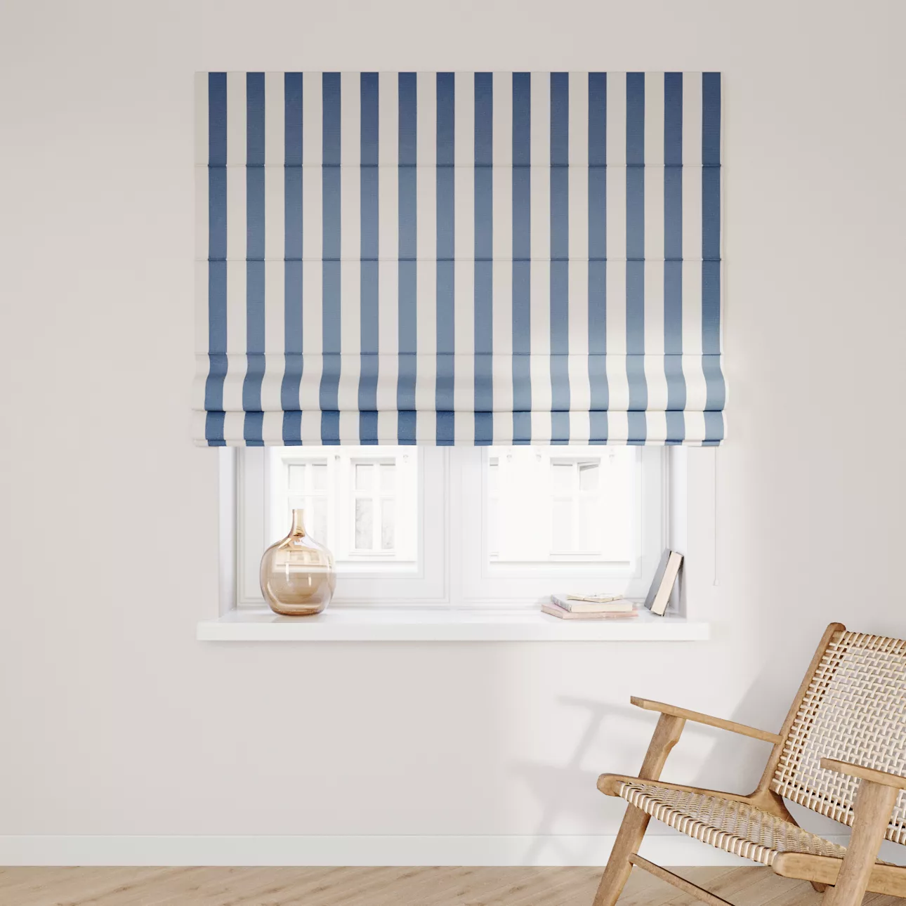 Dekoria Raffrollo Capri, blau-weiß, 120 x 150 cm günstig online kaufen
