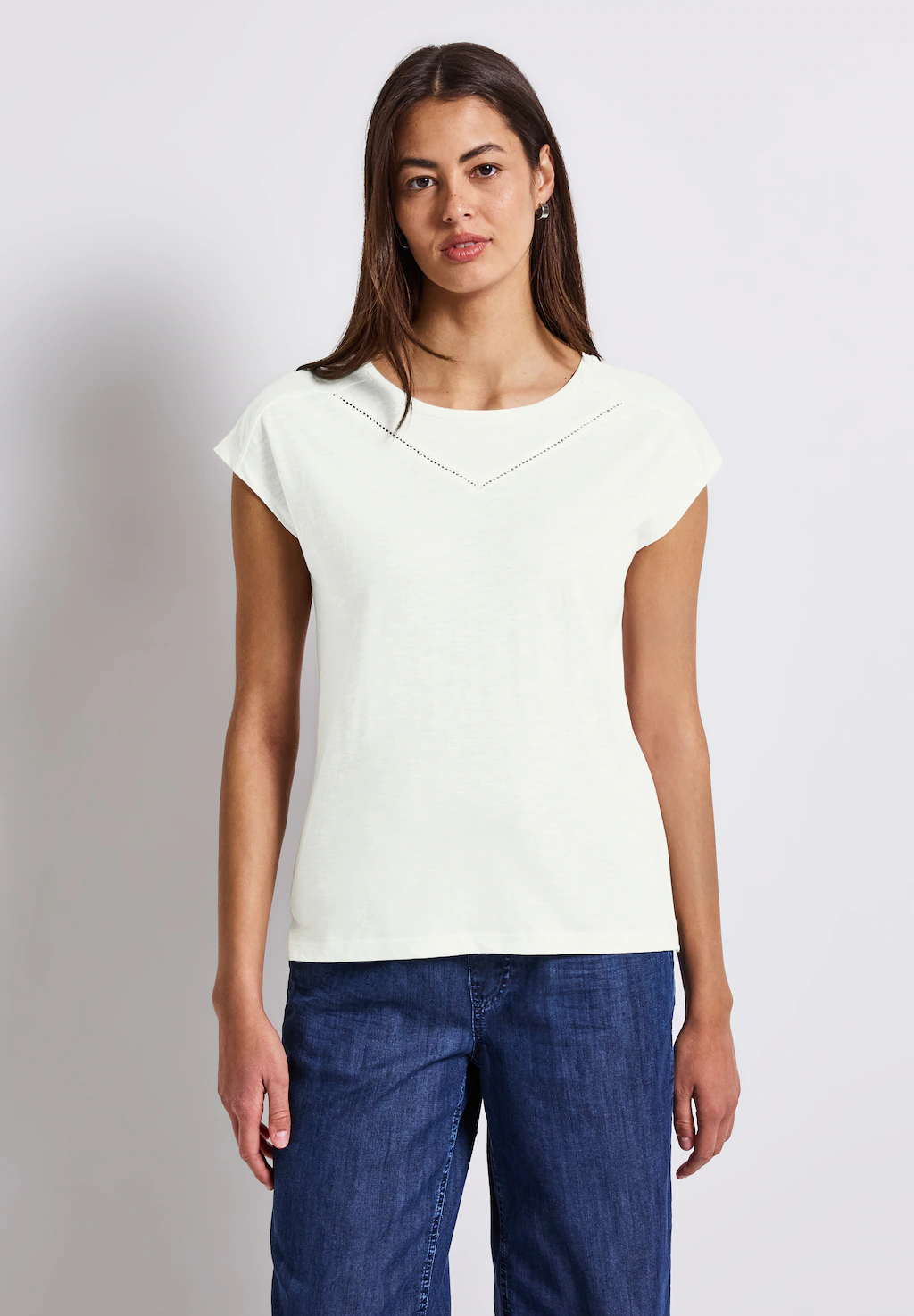 STREET ONE T-Shirt, mit Materialmix günstig online kaufen