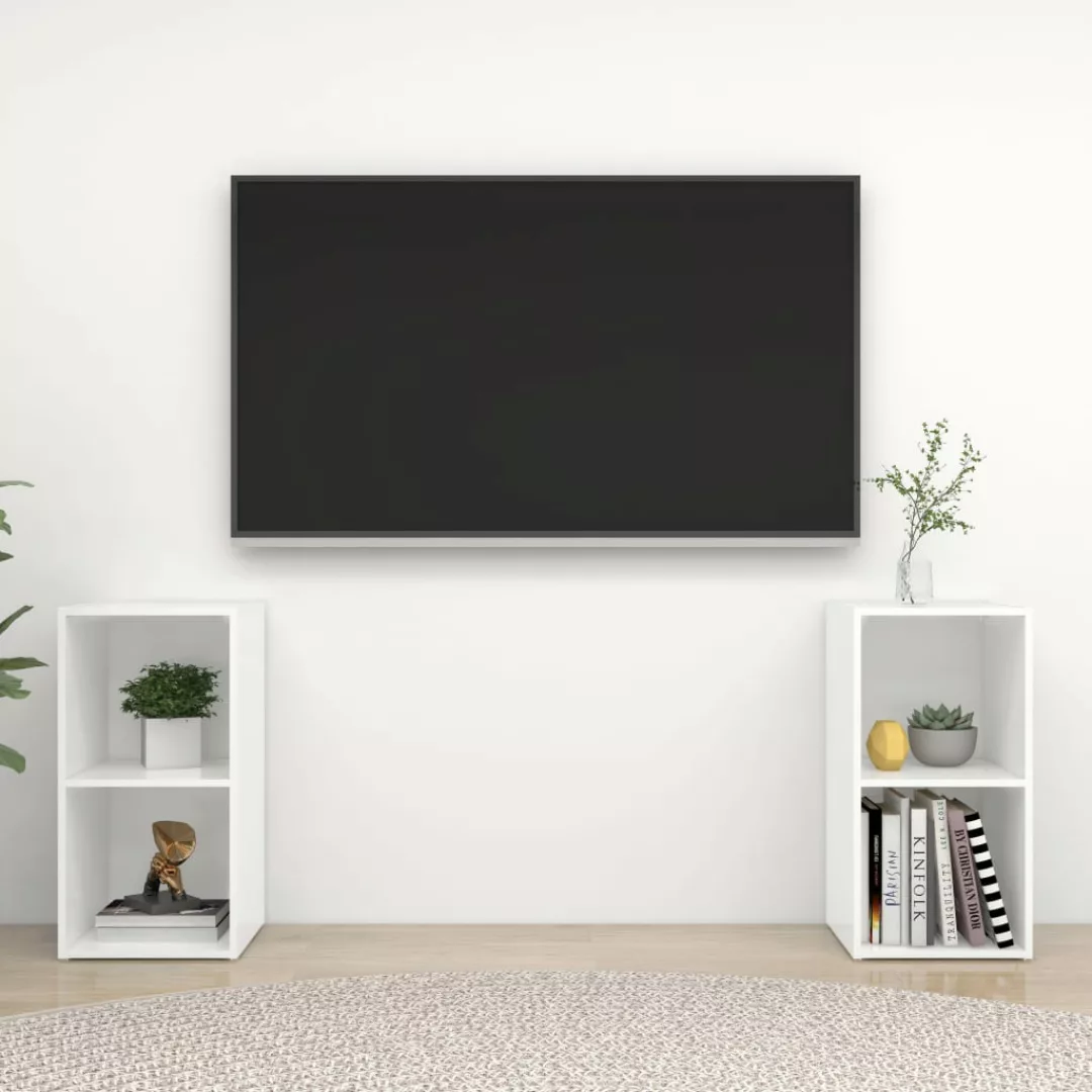 Tv-schrenke 2 Stk. Hochglanz-weiß 72x35x36,5 Cm Spanplatte günstig online kaufen