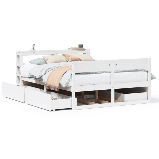 vidaXL Bett, Massivholzbett ohne Matratze Weiß 160x200 Kiefernholz günstig online kaufen