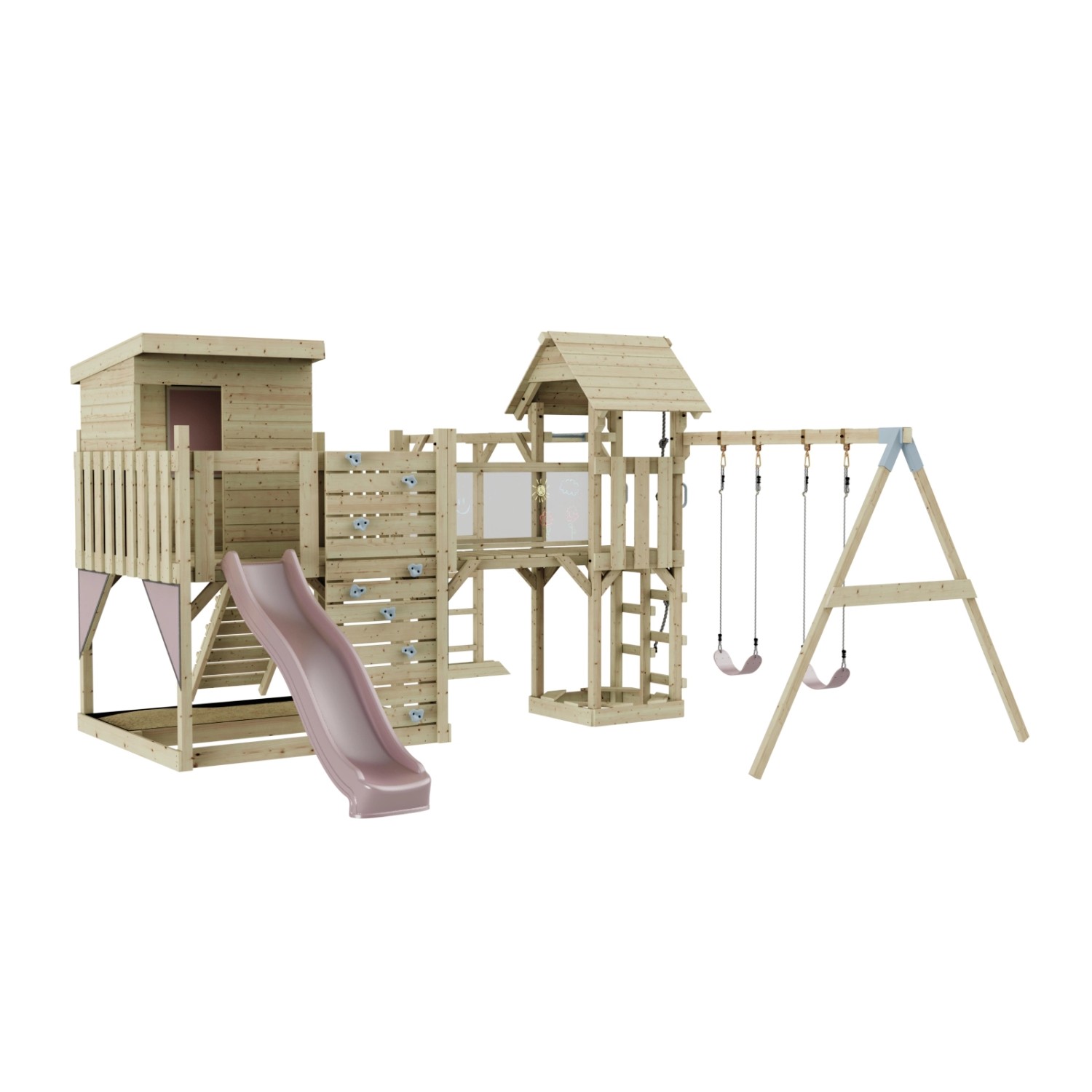 OutdoorToys Spielturm Malou mit Kinderschaukel Altrosa günstig online kaufen