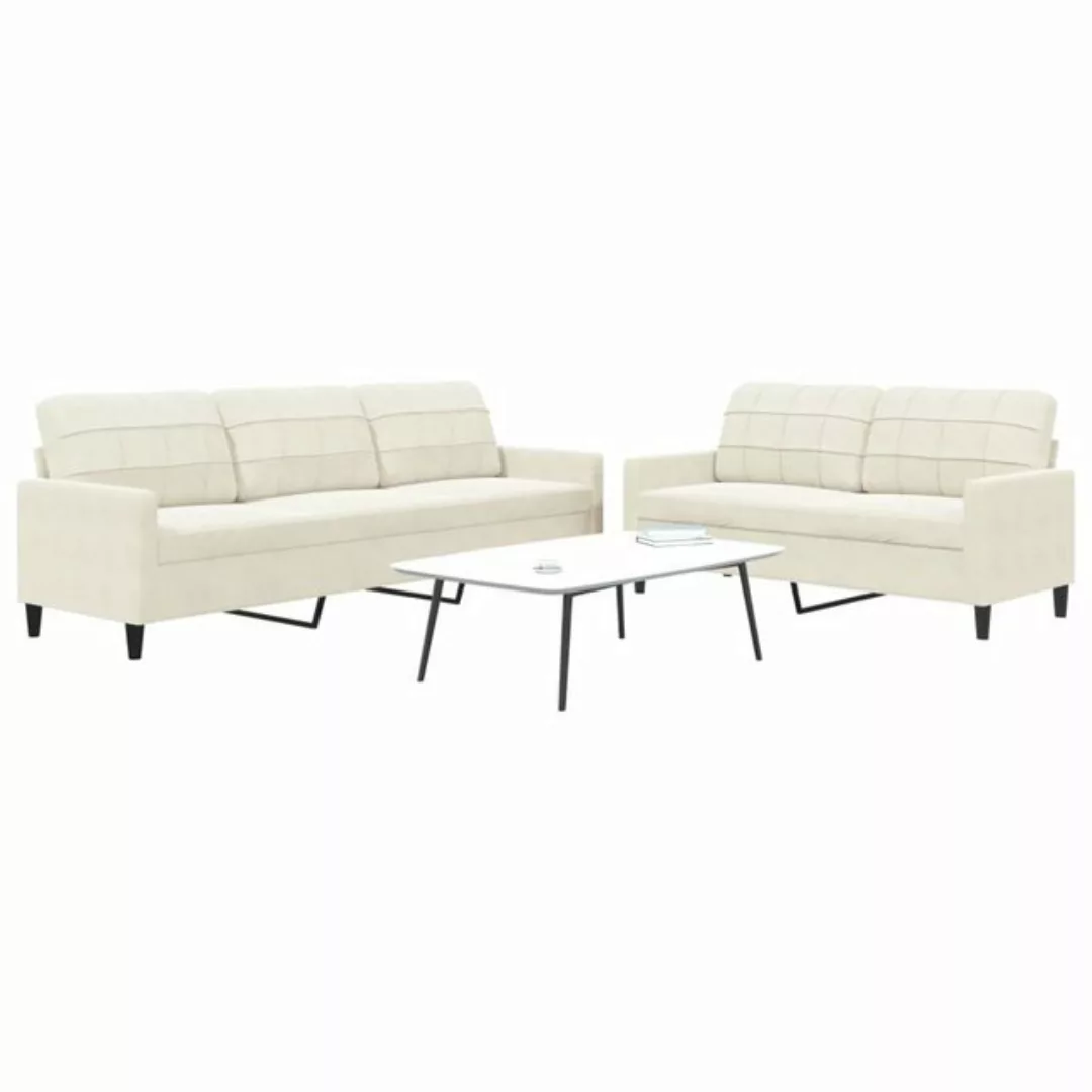 vidaXL Sofa Sofagarnitur mit Kissen Samt, Standard, Creme günstig online kaufen