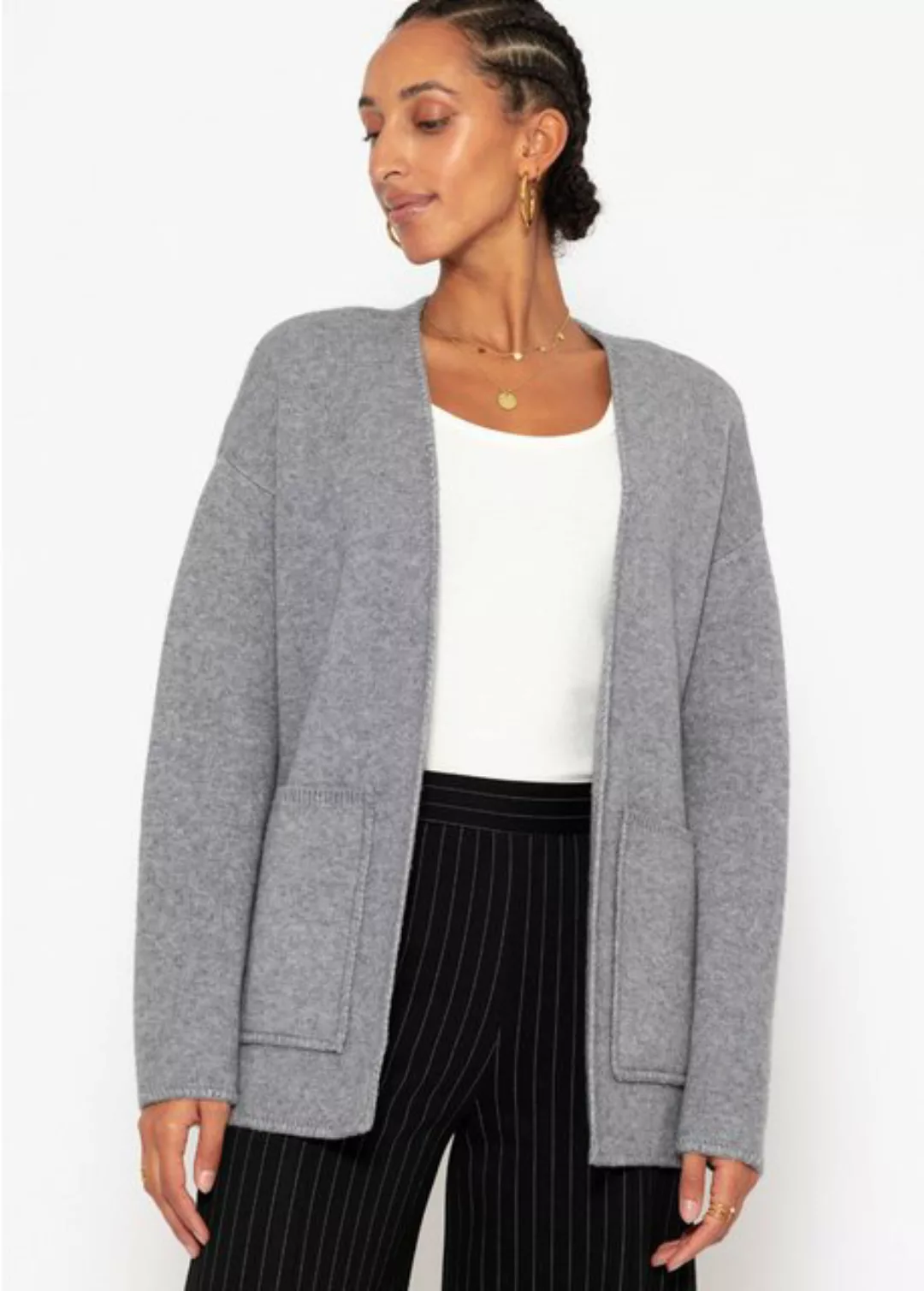 SASSYCLASSY Cardigan Strickjacke Damen mit Taschen Cardigan Damen mit seitl günstig online kaufen