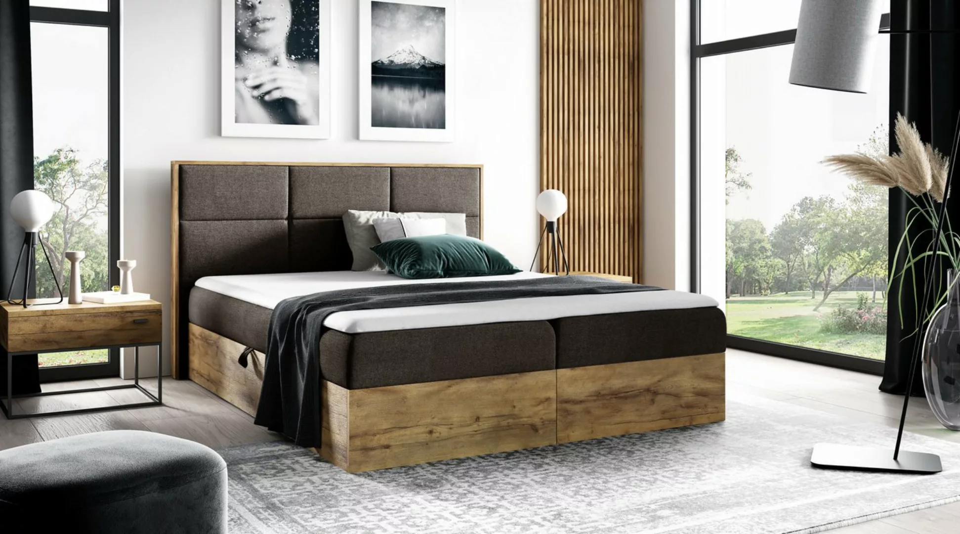 Schlaffabrik Boxspringbett WOOD 2 (Faro 5), inkl. Matratze, Topper, LED, St günstig online kaufen