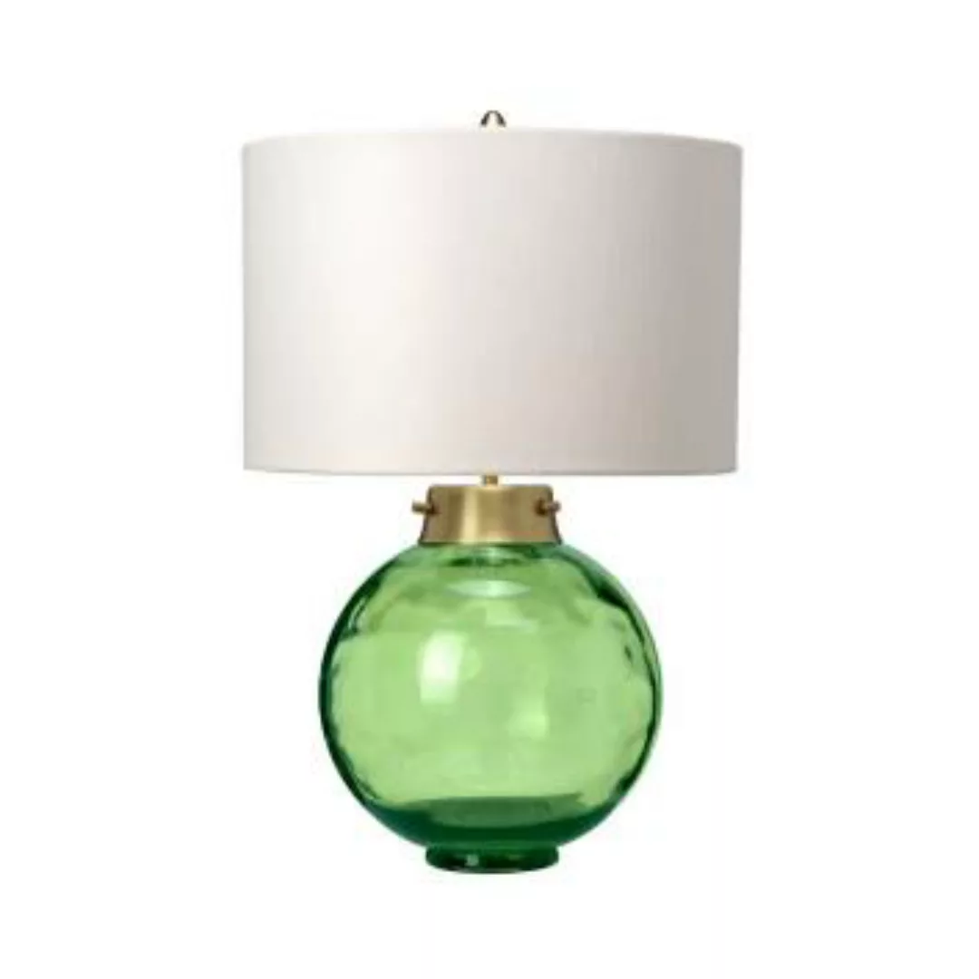 Tischlampe Glas Stoff in Grün Ecru 55,5 cm LUBIELA günstig online kaufen