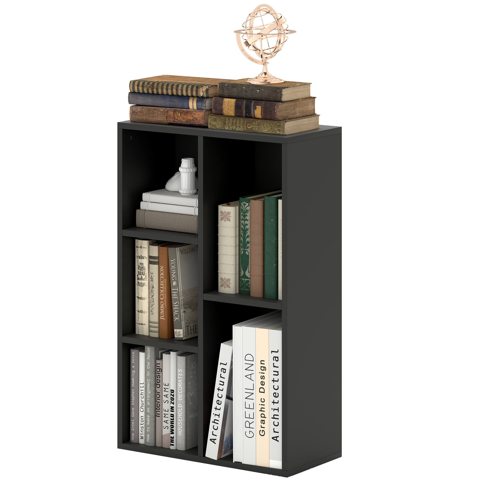HOMCOM Bücherregal, Regal mit 2 Ebenen und 5 Fächern, Aufbewahrungsmöbel fü günstig online kaufen