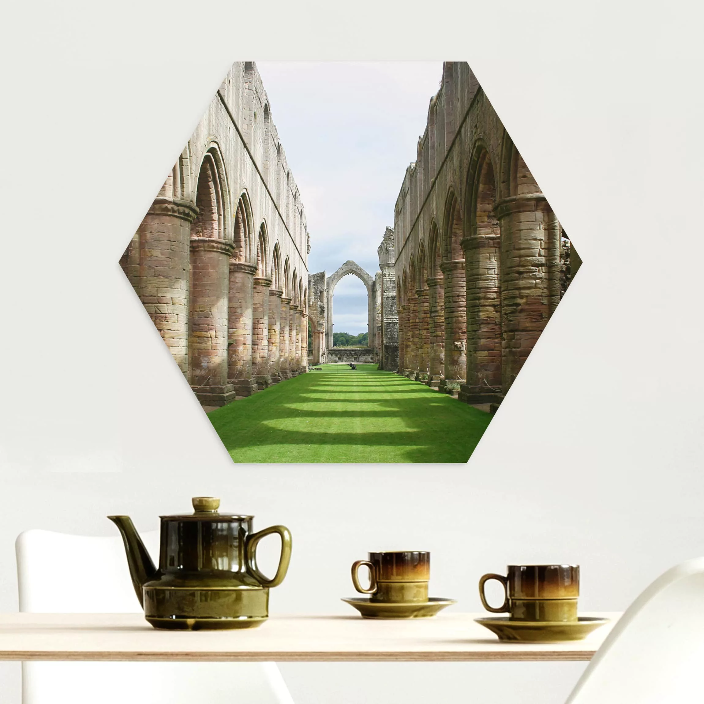 Hexagon-Alu-Dibond Bild Architektur & Skyline Fountains Abbey günstig online kaufen