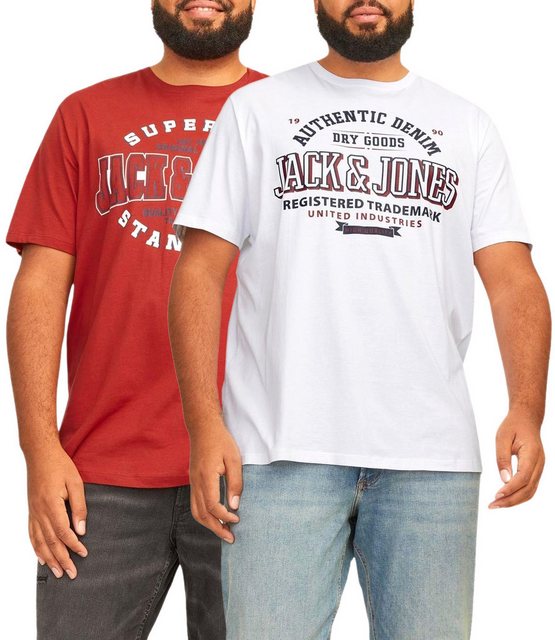 Jack & Jones Plus Print-Shirt (2er-Pack) Big Size Übergrößen T-Shirts im Do günstig online kaufen