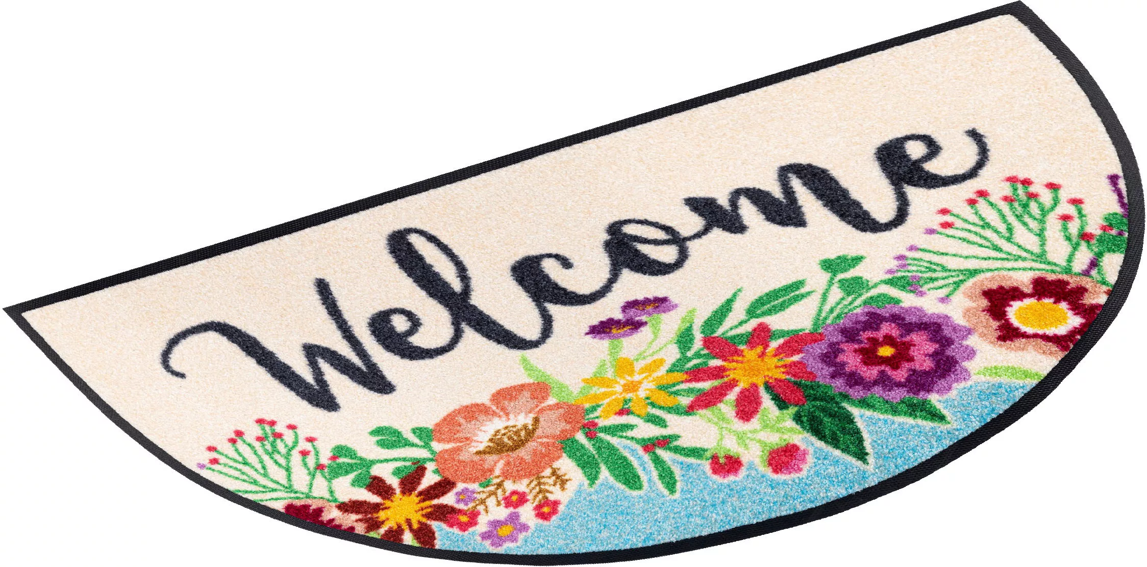 wash+dry by Kleen-Tex Fußmatte »Round Welcome Blooming«, halbrund, 7 mm Höh günstig online kaufen