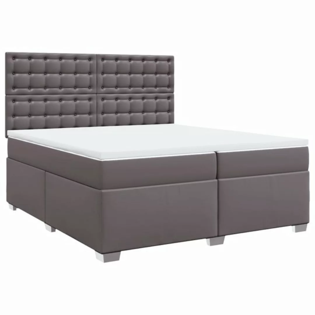 vidaXL Bett Boxspringbett mit Matratze Grau 200x200 cm Kunstleder günstig online kaufen