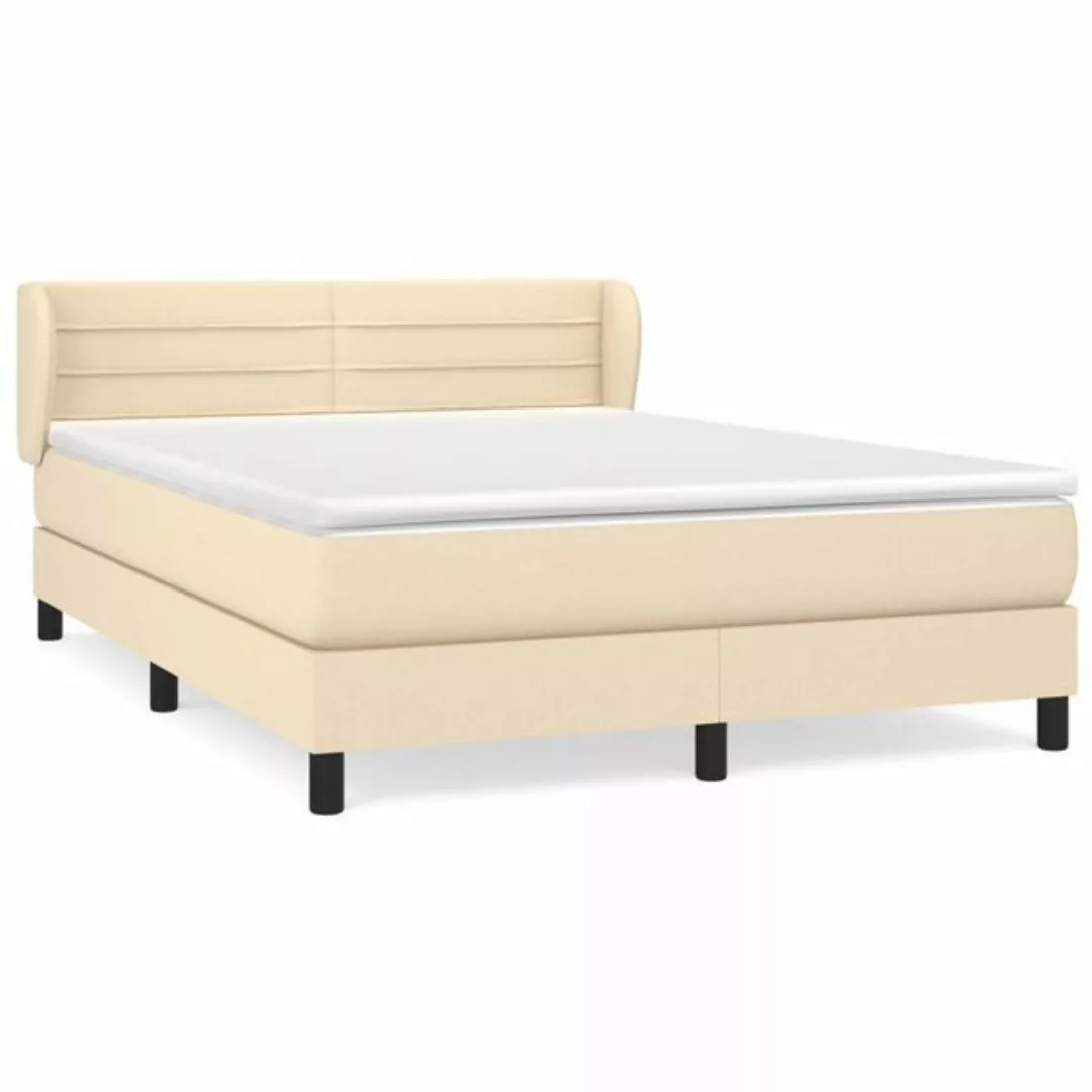 vidaXL Boxspringbett Boxspringbett mit Matratze Creme 140x200 cm Stoff Bett günstig online kaufen