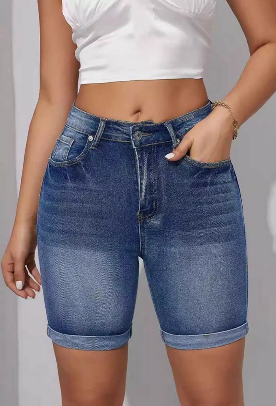 SEGUEN Jeansshorts Modische Jeans mit hoher Taille (Vielseitige Denim-Short günstig online kaufen