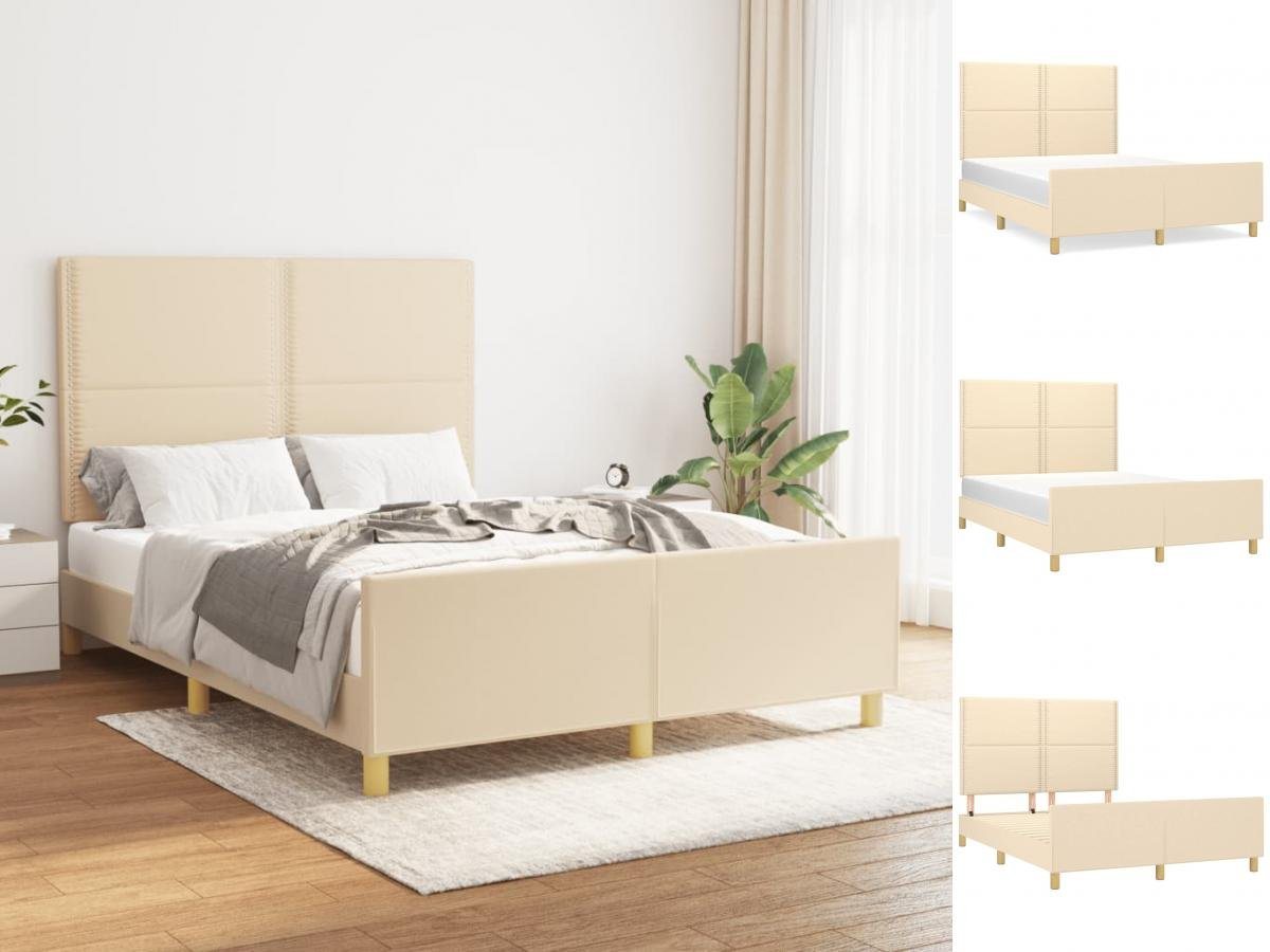 vidaXL Bettgestell Bettrahmen mit Kopfteil Creme 140x190 cm Stoff Bett Bett günstig online kaufen