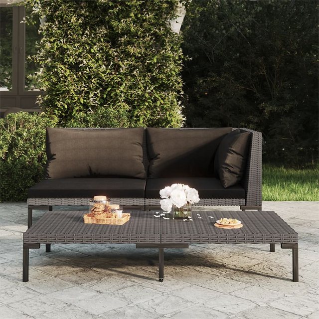 vidaXL Sofaelement Gartensofa mit Kissen Halbrundes Poly Rattan (1 St) günstig online kaufen