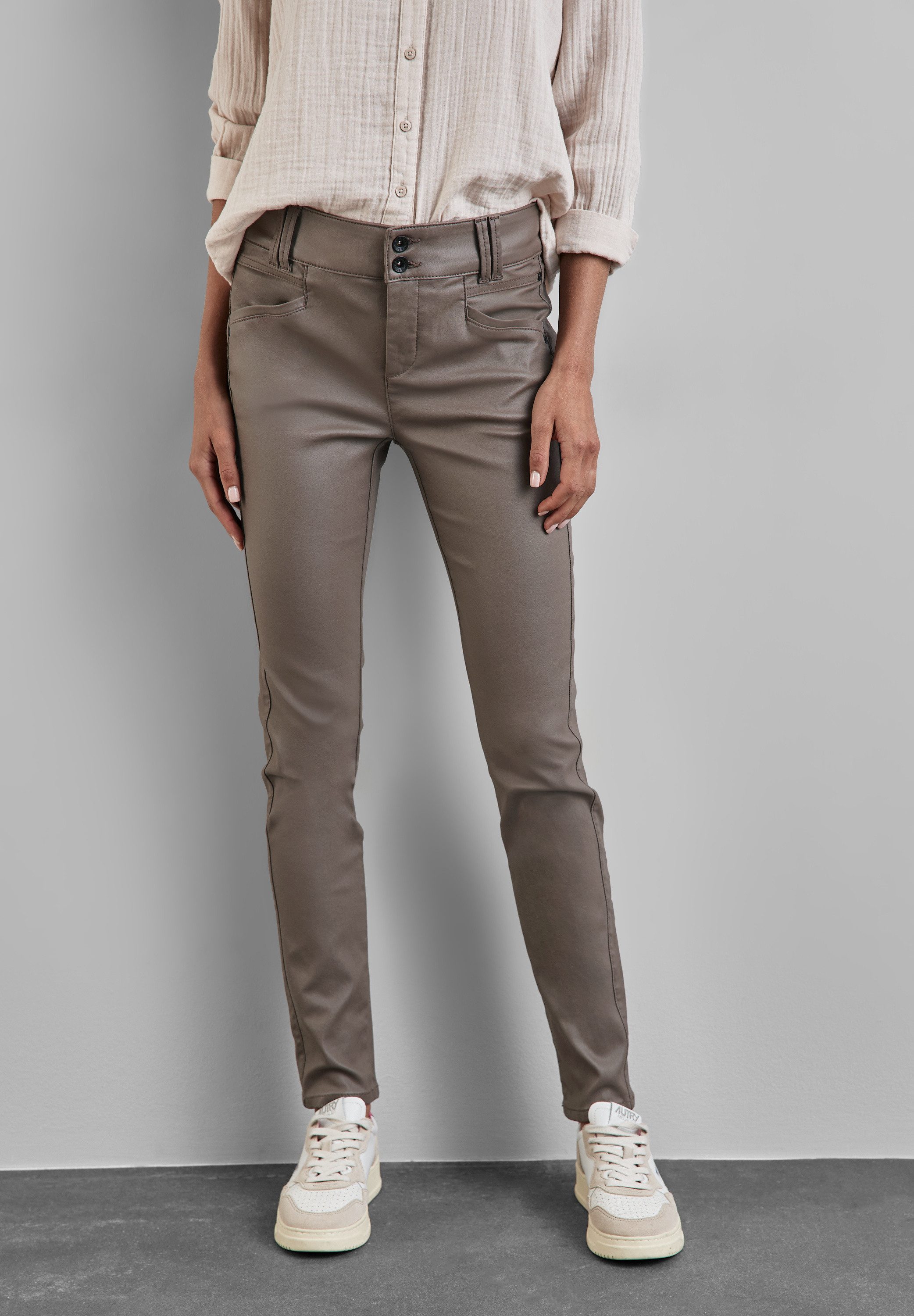 STREET ONE Lederimitathose, Middle Waist günstig online kaufen