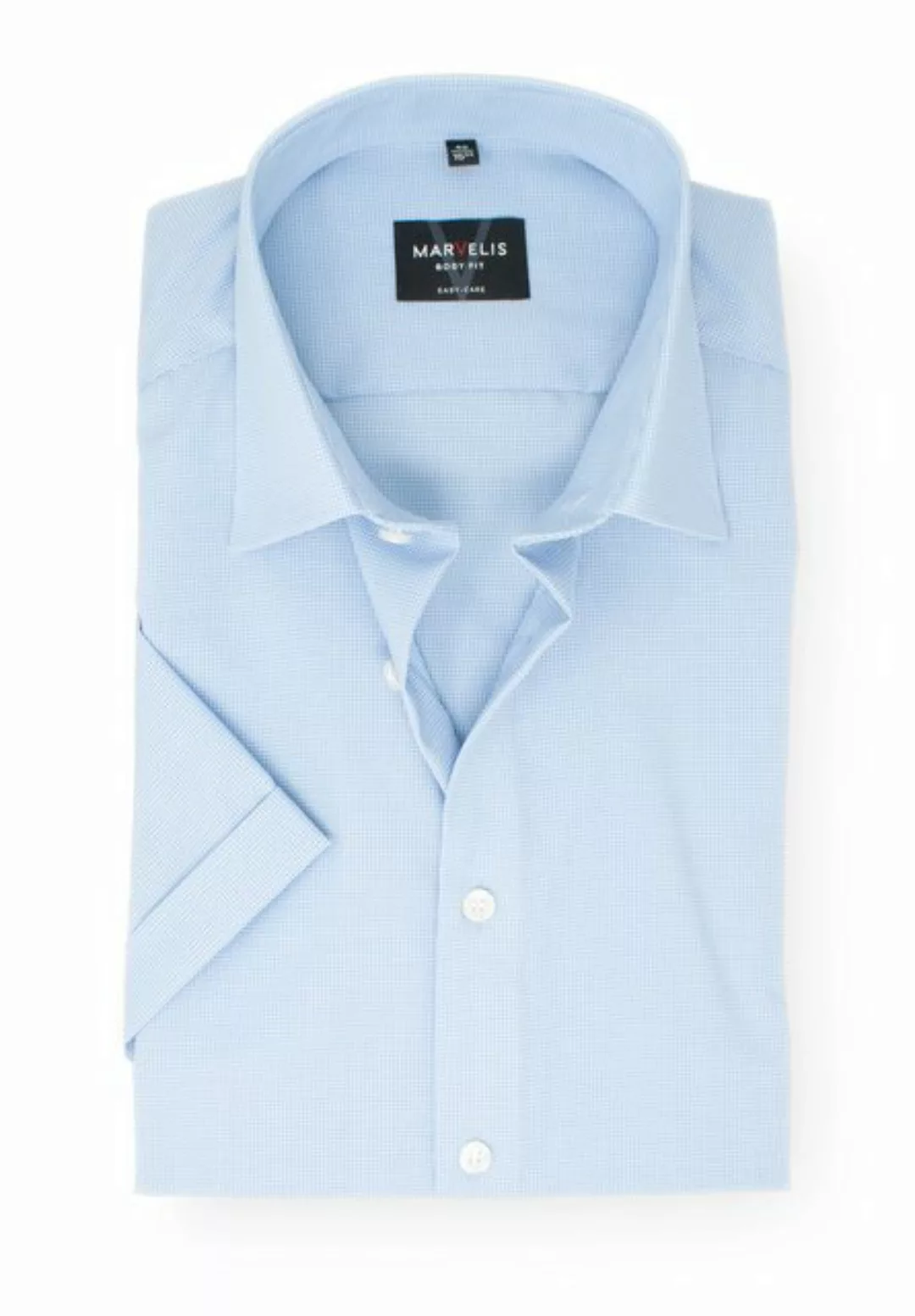 MARVELIS Kurzarmhemd Kurzarmhemd - Body Fit - Kariert - Bleu günstig online kaufen