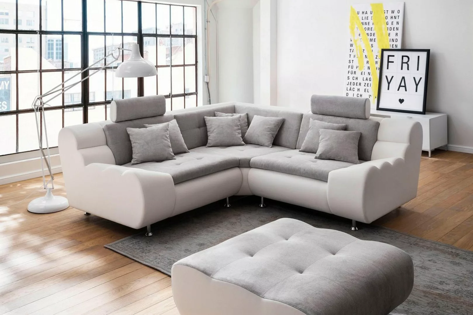 Trends by HG Ecksofa "Lounge L-Form", mit Kopfstützen und Metallfuß, frei i günstig online kaufen