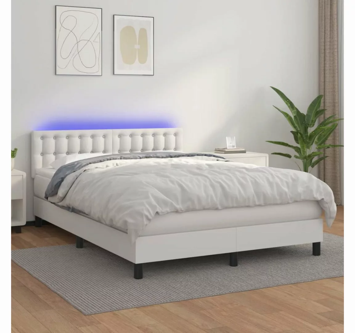 vidaXL Boxspringbett Bett Boxspringbett mit Matratze & LED Kunstleder (140 günstig online kaufen