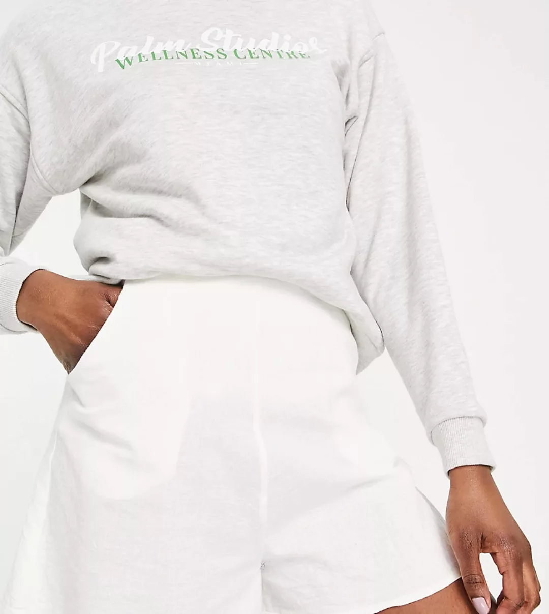 ASOS DESIGN Tall – Shorts in weißer Leinenoptik günstig online kaufen