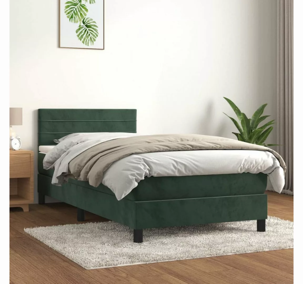 vidaXL Boxspringbett Bett Boxspringbett mit Matratze Samt (80 x 200 cm, Grü günstig online kaufen