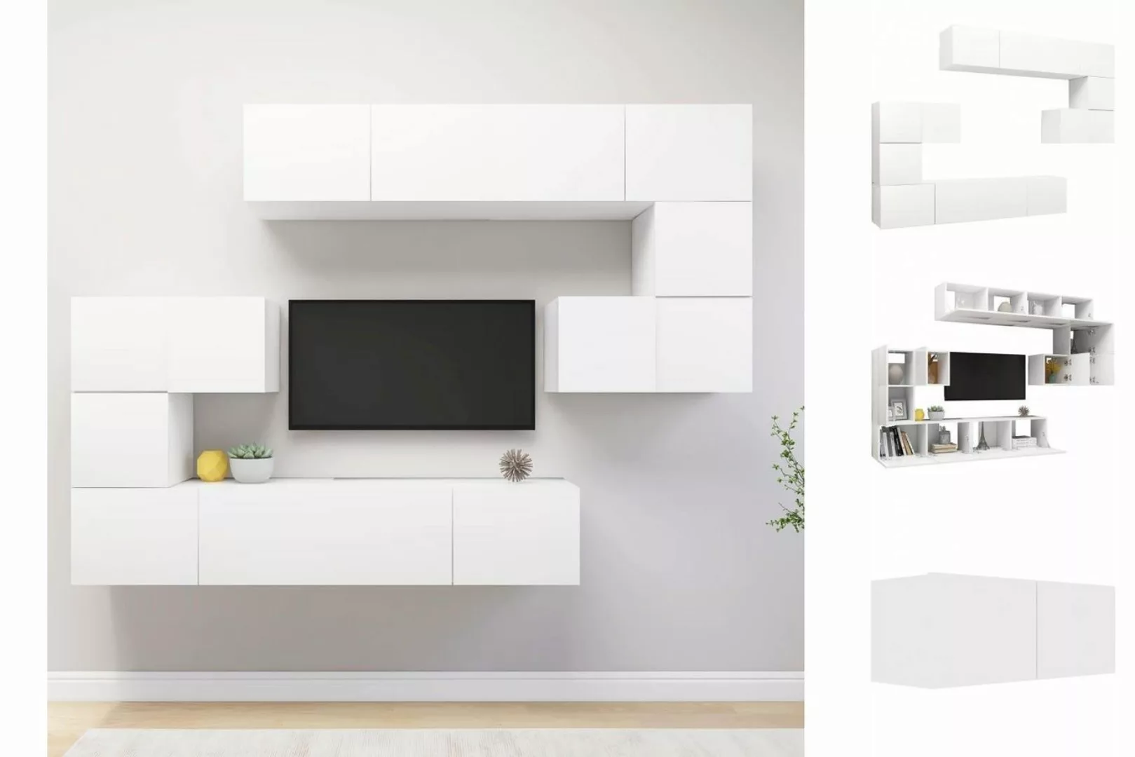 vidaXL TV-Schrank 8-tlg TV-Schrank-Set Weiß Holzwerkstoff günstig online kaufen