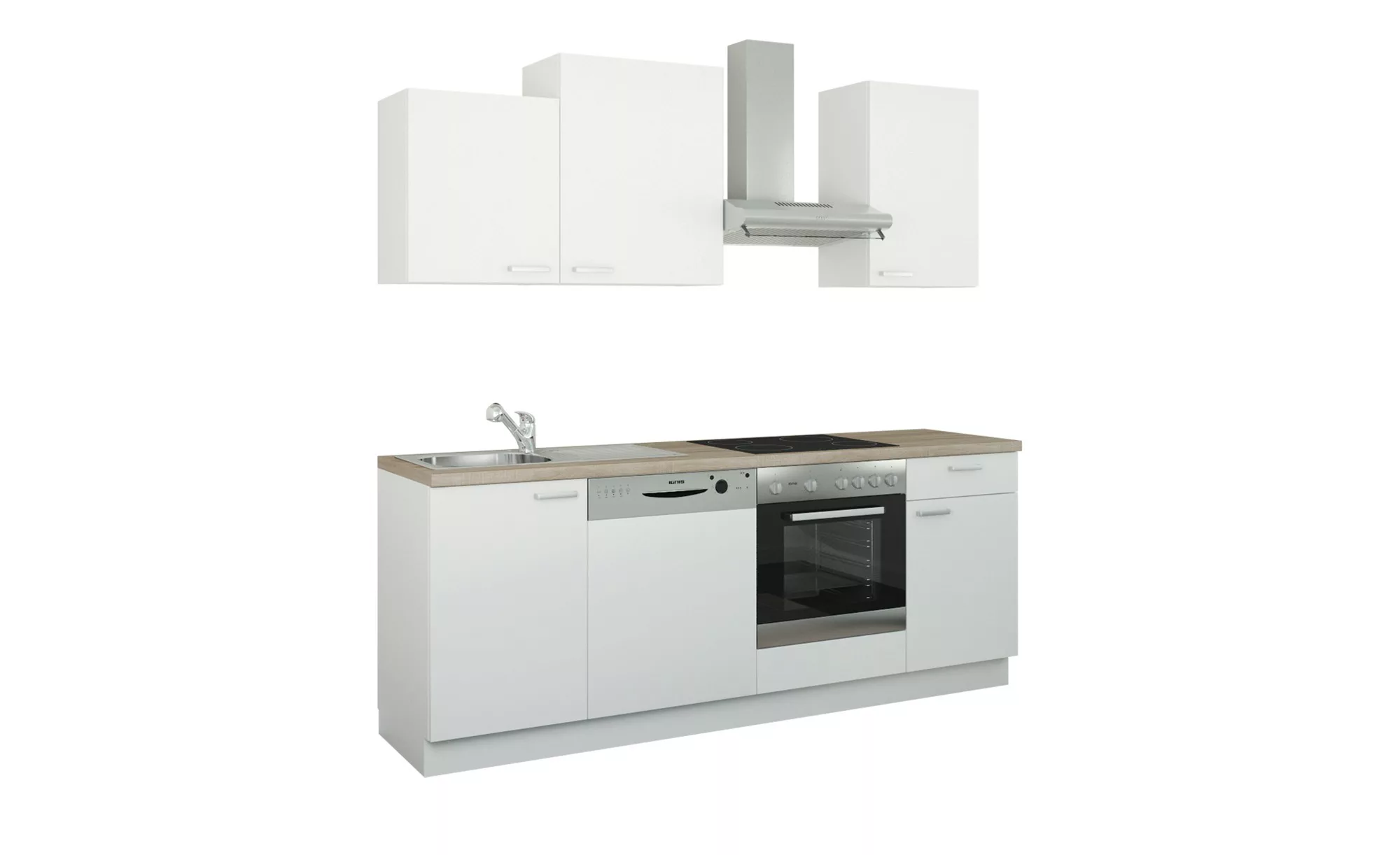 Küchenzeile mit Elektrogeräten - weiß - 220 cm - Küchen > Küchenblöcke mit günstig online kaufen