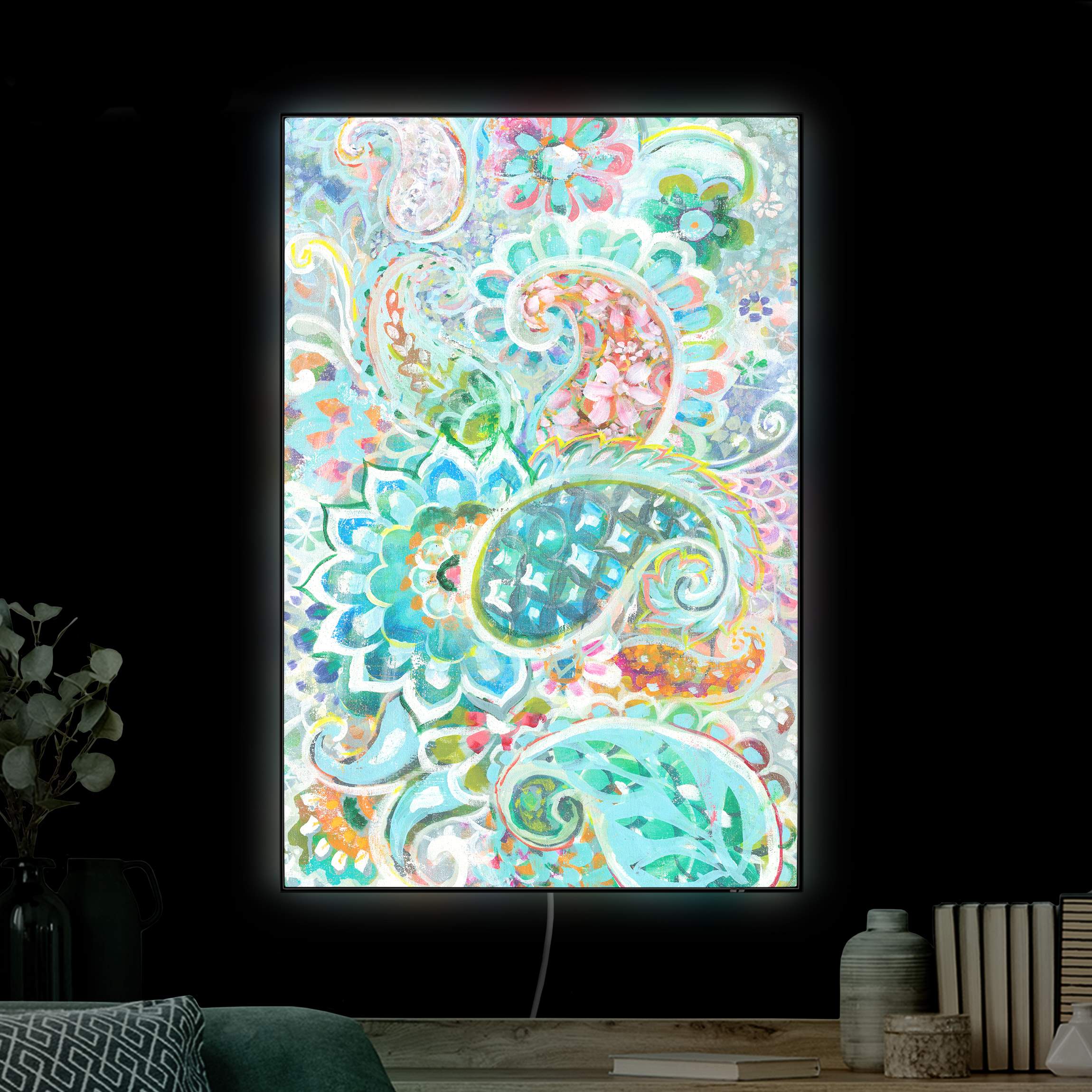 LED-Wechselbild Paisley mit Blumen günstig online kaufen