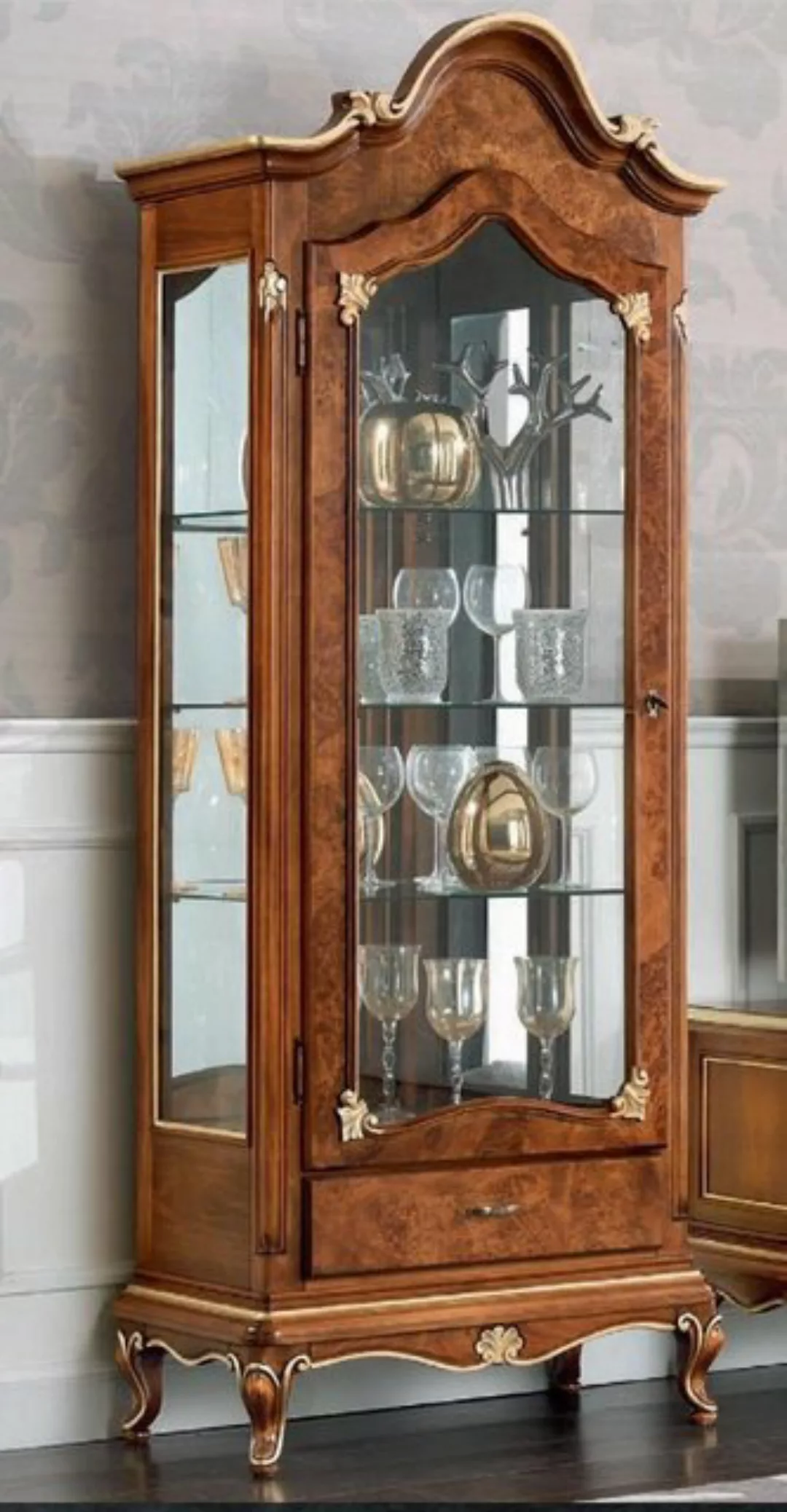 JVmoebel Vitrine Schränke Holz Vitrinen Glas Schrank Echtholz Vitrine Wohnz günstig online kaufen