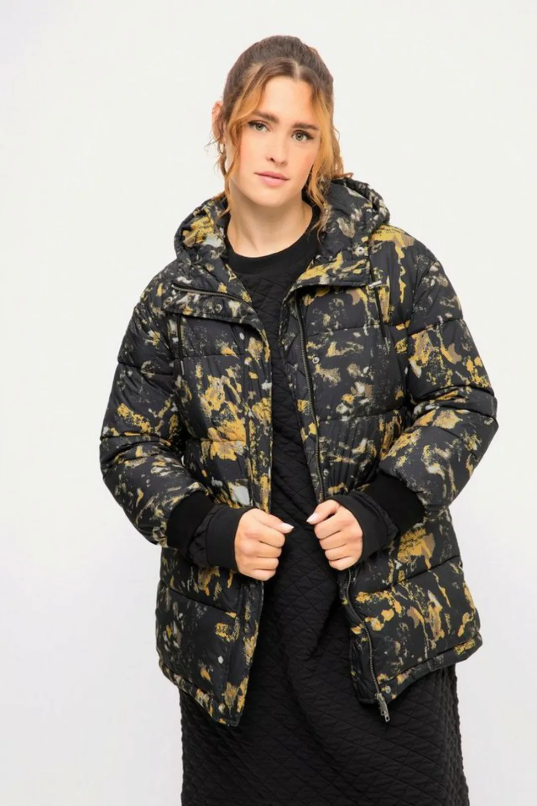 Studio Untold Steppjacke Steppjacke oversized Allover-Print Kapuze günstig online kaufen