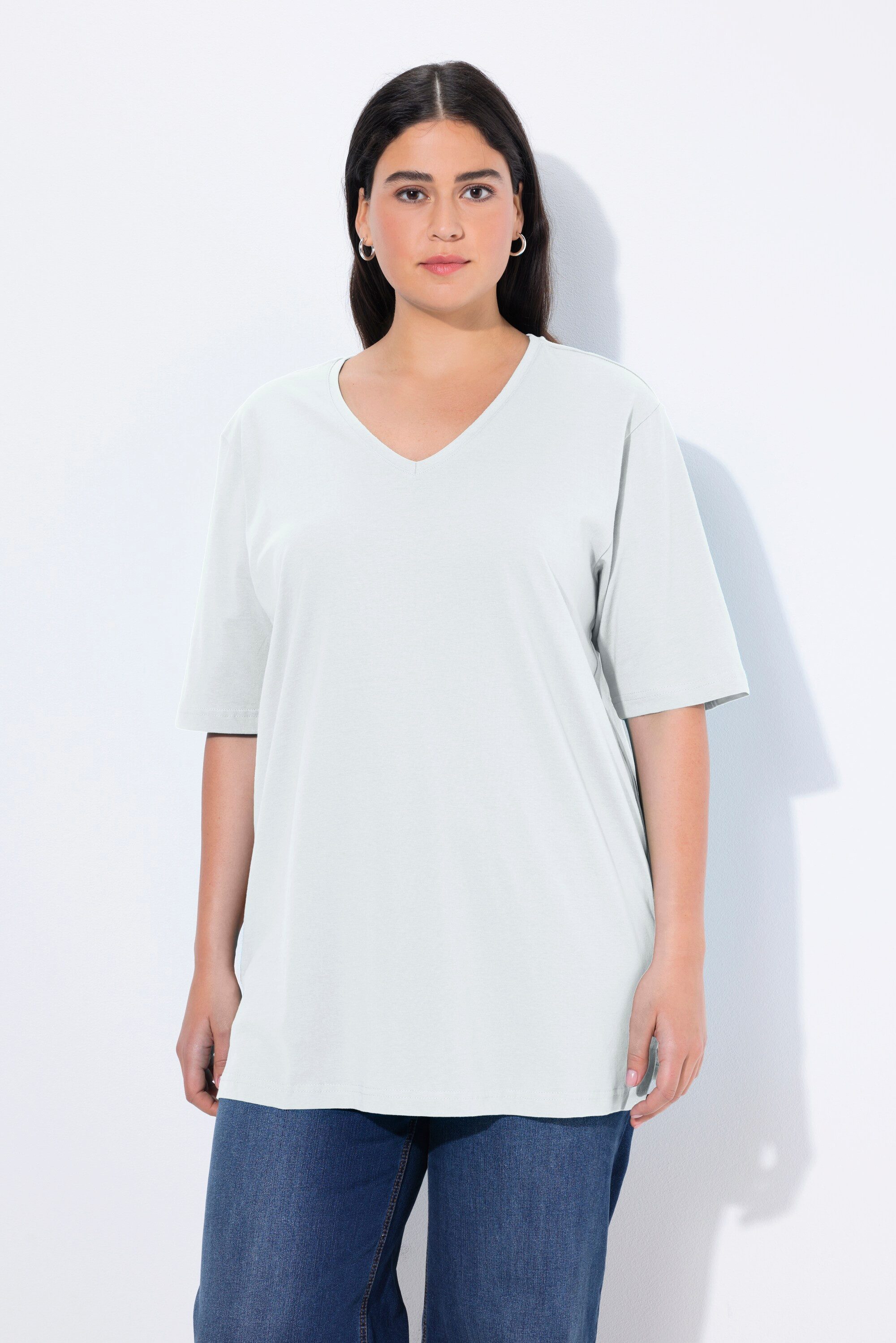 Ulla Popken T-Shirt T-Shirt V-Ausschnitt Relaxed günstig online kaufen