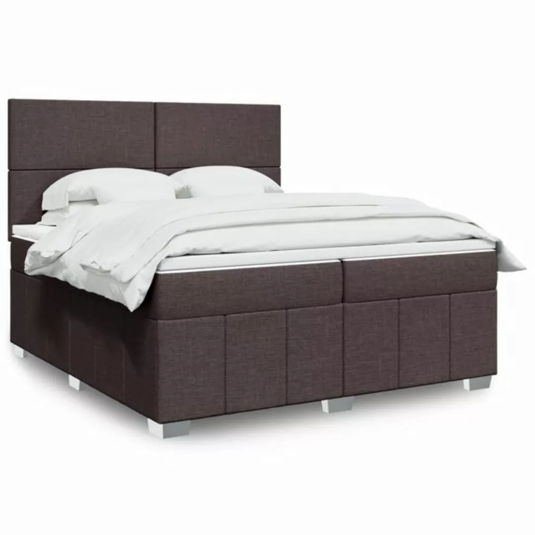 vidaXL Boxspringbett, Boxspringbett mit Matratze Dunkelbraun 200x200 cm Sto günstig online kaufen