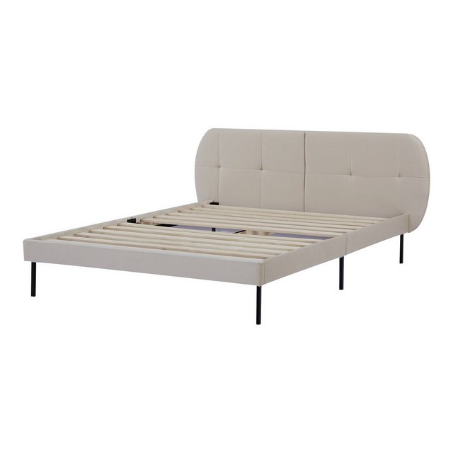 en.casa Polsterbett, »Porvoo« Samt 140 x 200 cm Beige günstig online kaufen