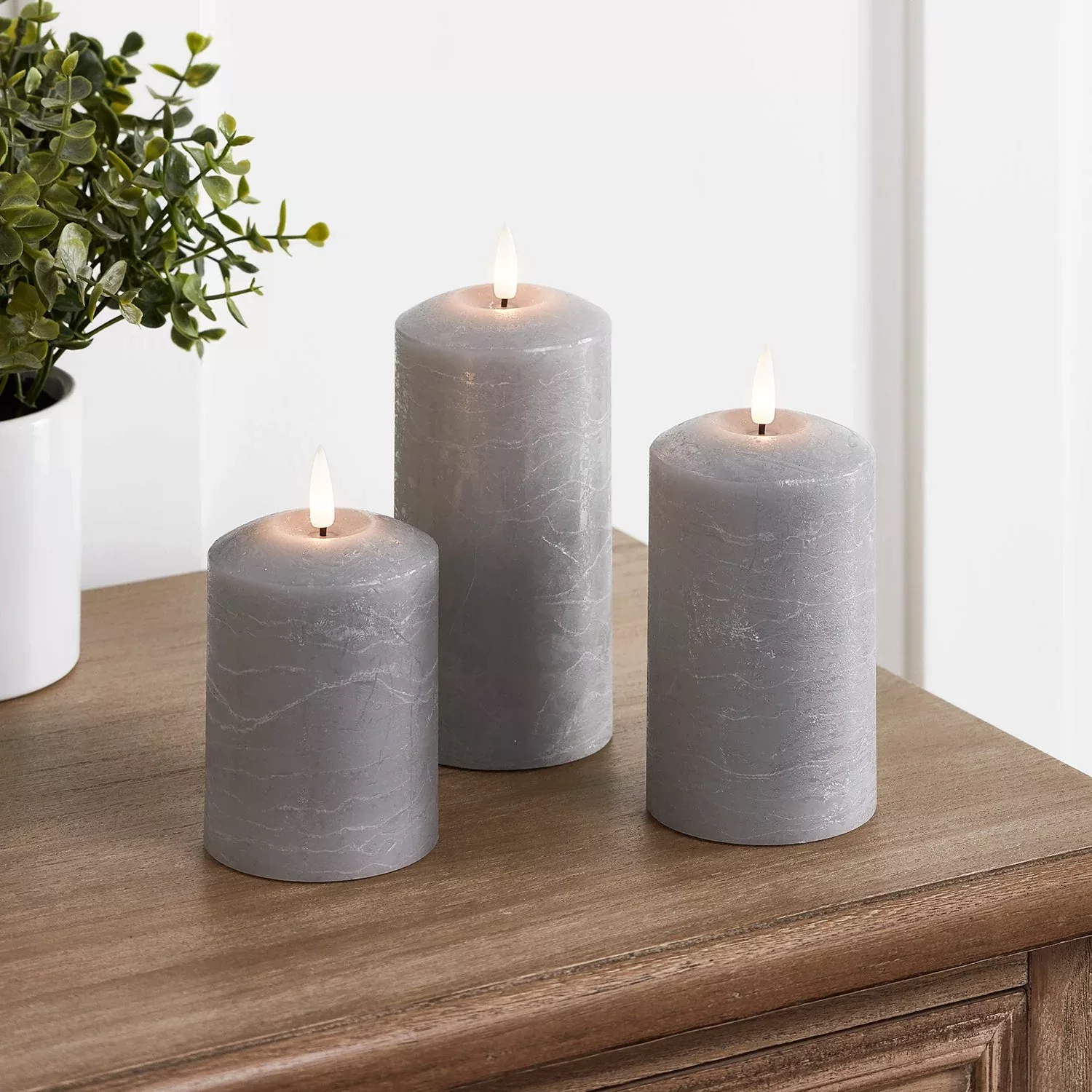 TruGlow® LED Kerzen Trio grau mit Fernbedienung günstig online kaufen