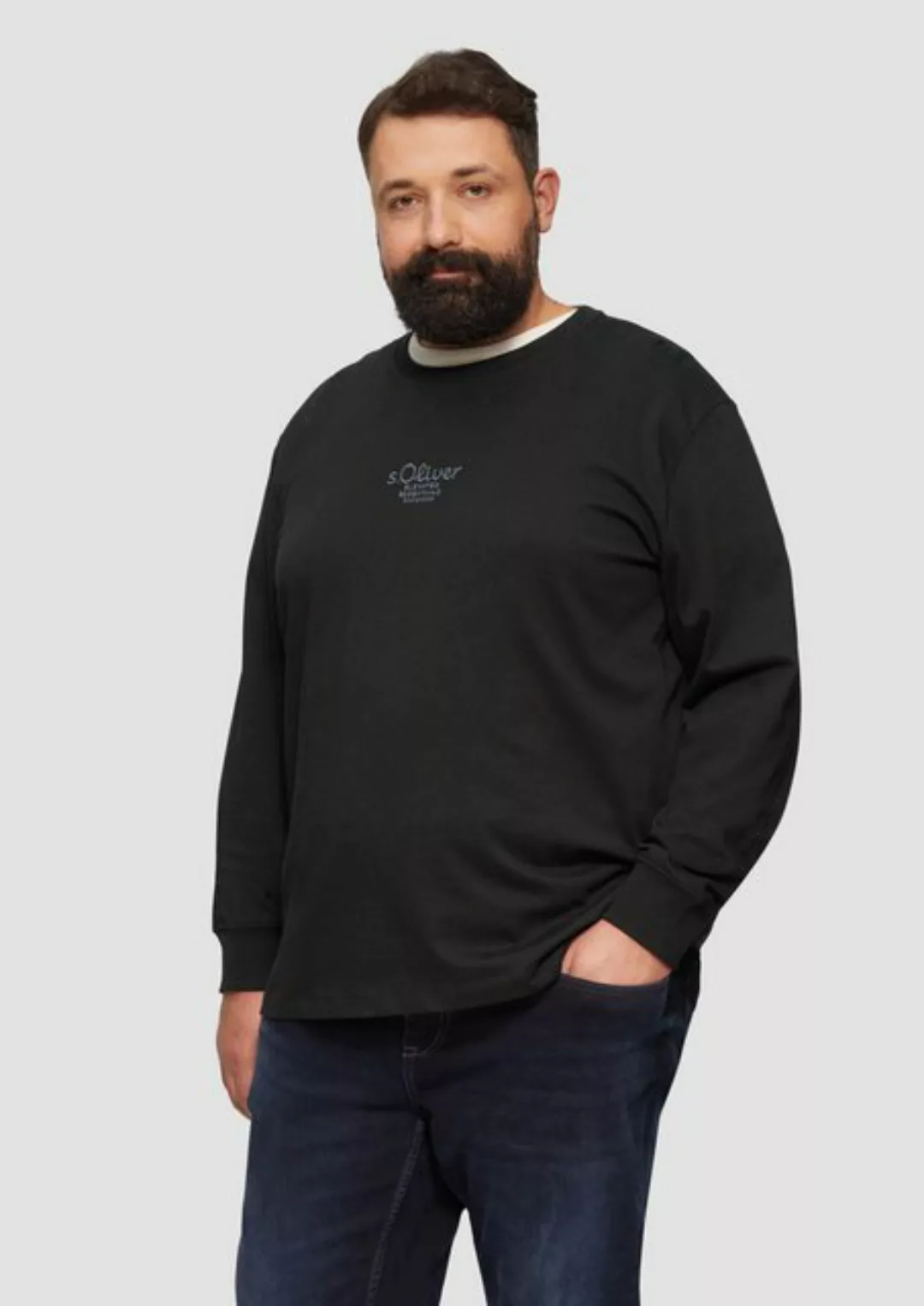 s.Oliver Langarmshirt Langarmshirt mit Logo-Stickerei Stickerei günstig online kaufen