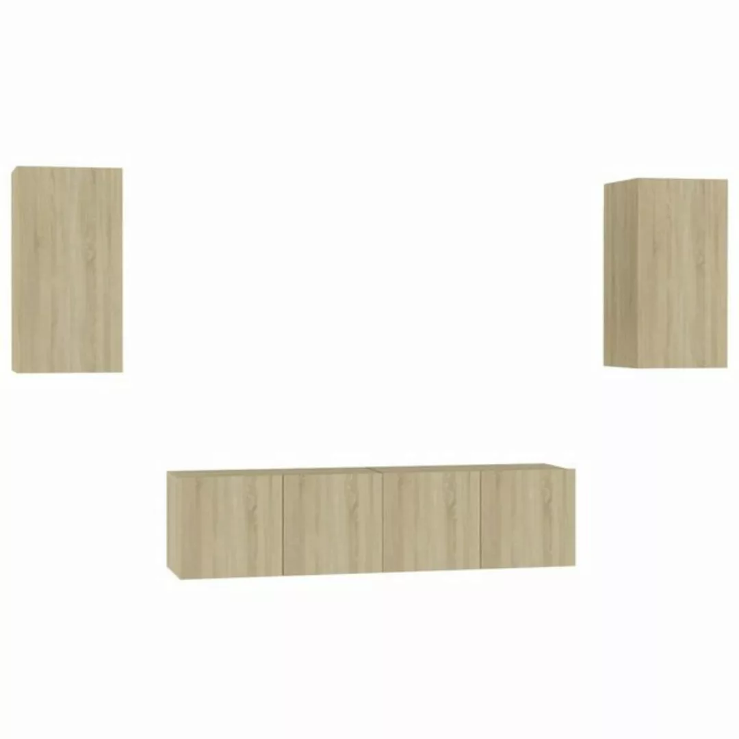 furnicato TV-Schrank 4-tlg. TV-Schrank-Set Sonoma-Eiche Holzwerkstoff (1-St günstig online kaufen