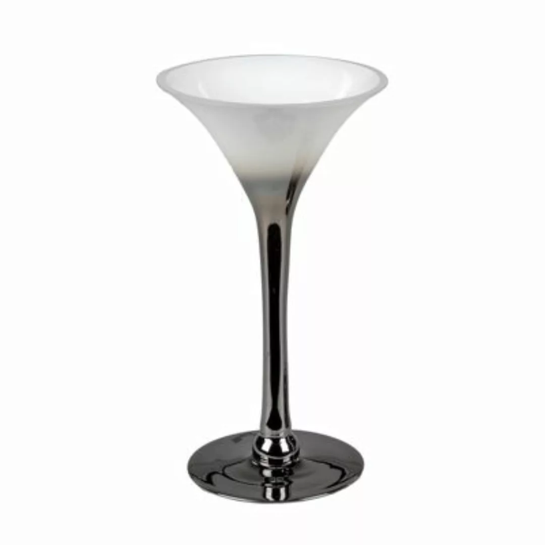 Kerzenleuchter Glas 30cm Metallic-Weiß weiß günstig online kaufen