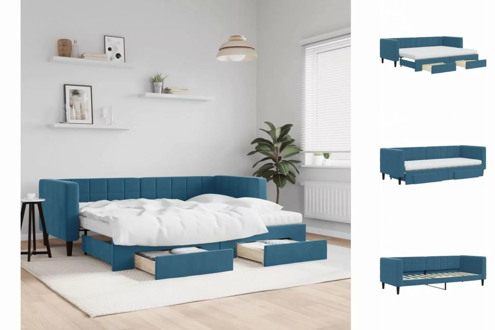 vidaXL Gästebett Gästebett Tagesbett Ausziehbar mit Schubladen Blau 80x200 günstig online kaufen