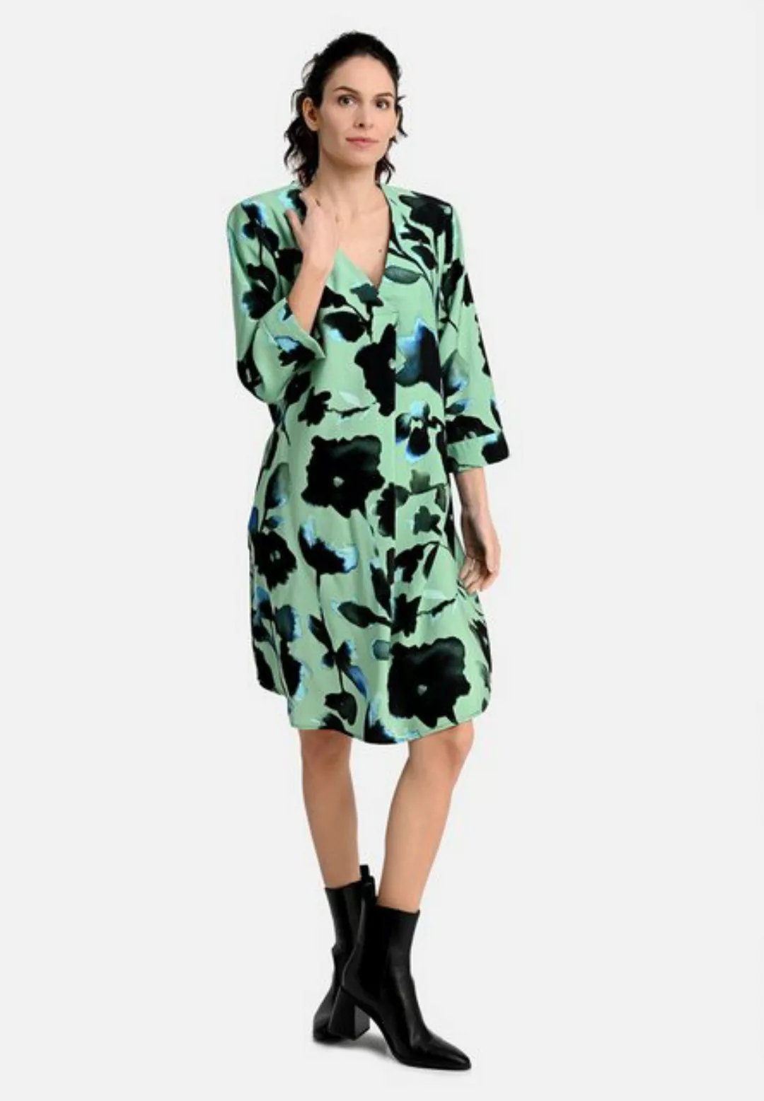 BICALLA Midikleid Kleid mit Blüten-Print in Mint/Schwarz (1-tlg) günstig online kaufen