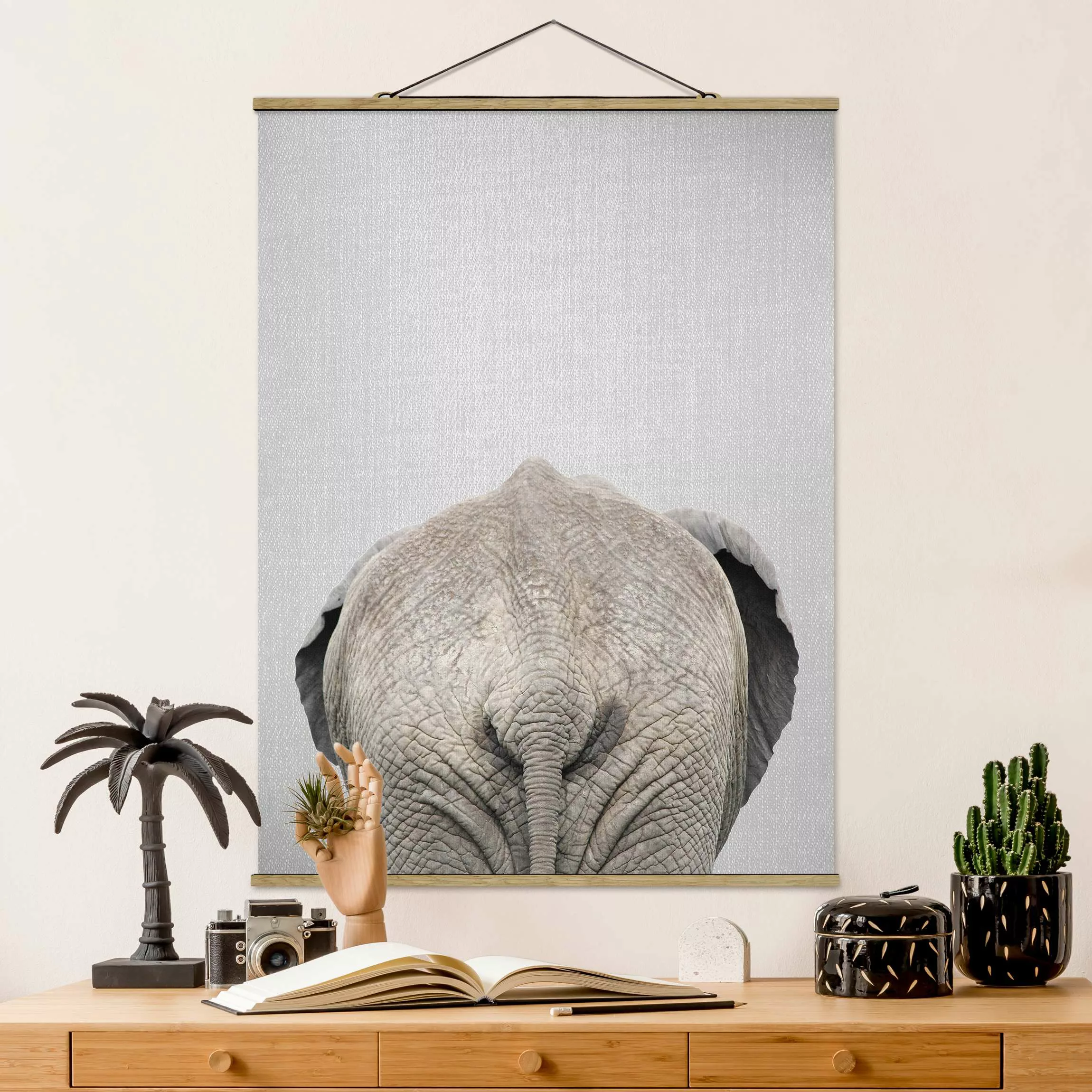Stoffbild mit Posterleisten Elefant von hinten günstig online kaufen