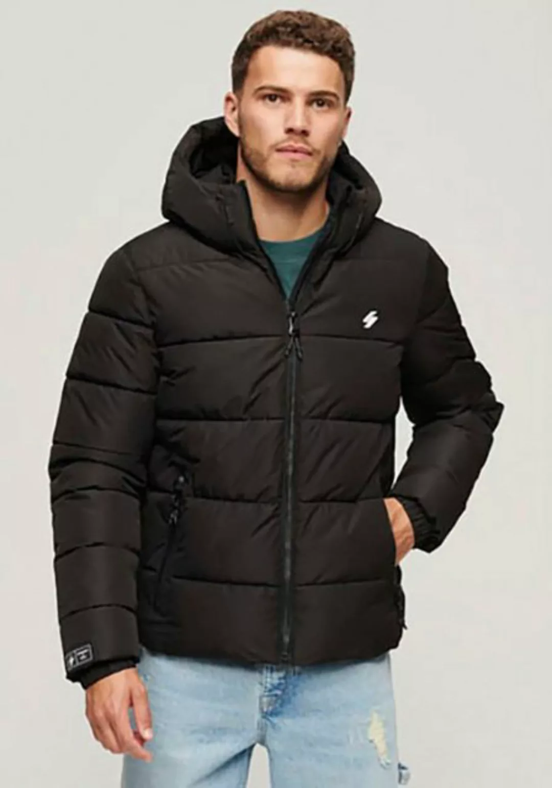 Superdry Steppjacke "HOODED SPORTS PUFFR JACKET", mit Kapuze, mit kontrastf günstig online kaufen