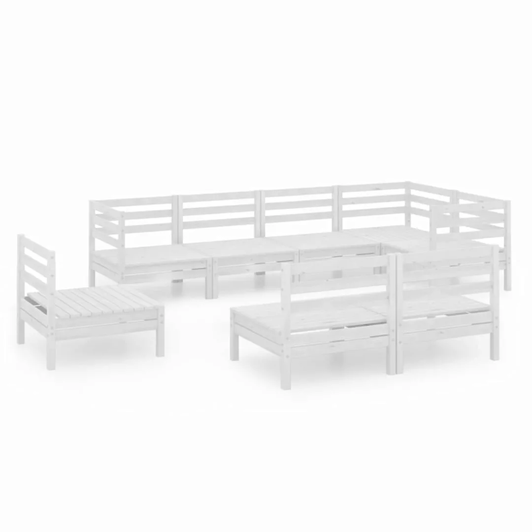 8-tlg. Garten-lounge-set Massivholz Kiefer Weiß günstig online kaufen