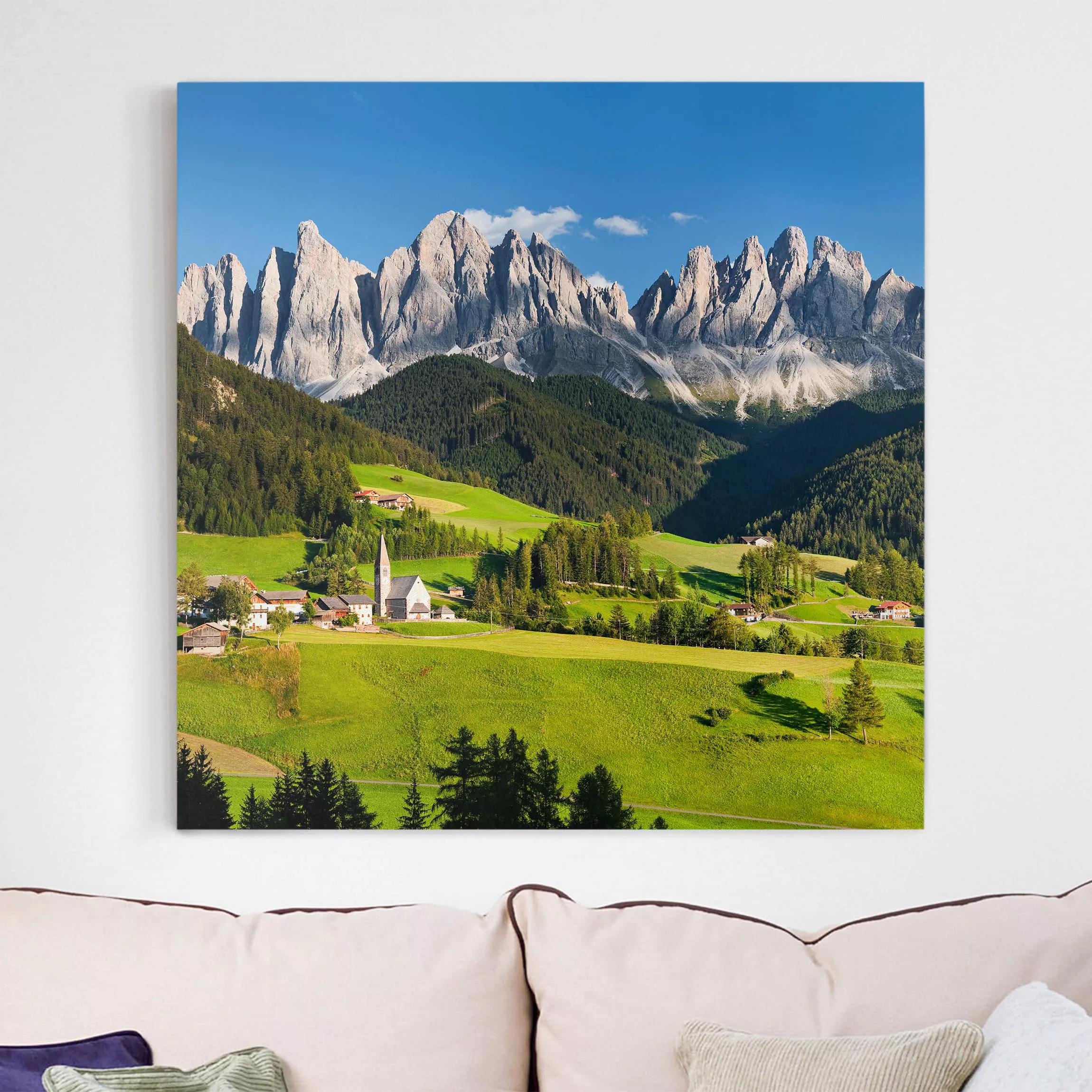 Leinwandbild Berg - Quadrat Geislerspitzen in Südtirol günstig online kaufen