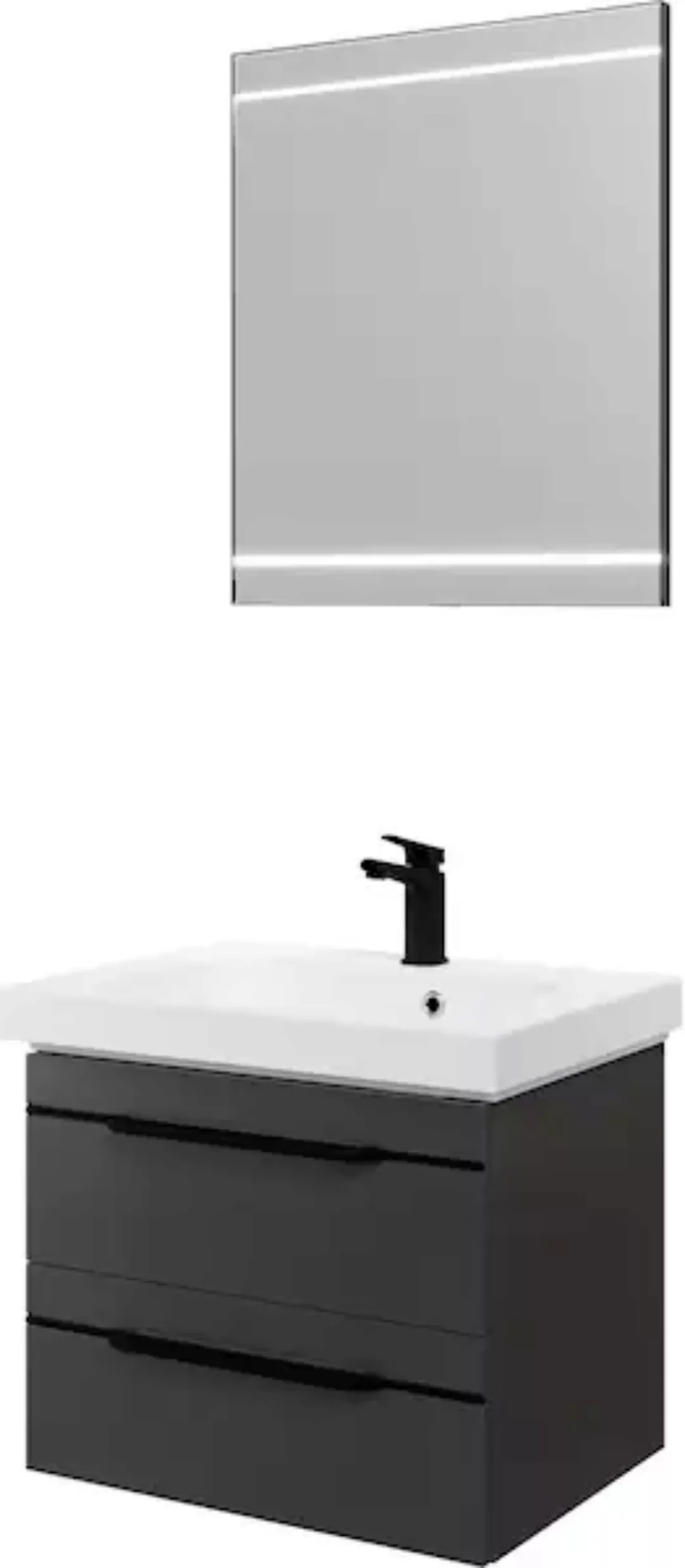 Saphir Badmöbel-Set "Balto 2-teilig Mineralmarmor-Waschtisch mit LED-Spiege günstig online kaufen