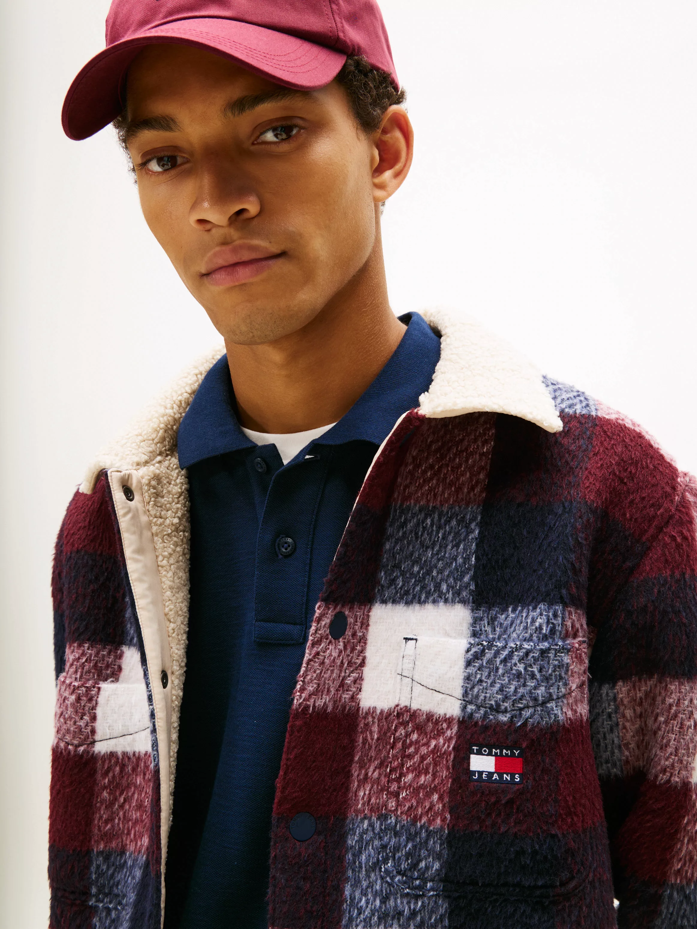 Tommy Jeans Karohemd "CHECK TEDDY OVERSHIRT", Regular fit mit Rundhalsaussc günstig online kaufen